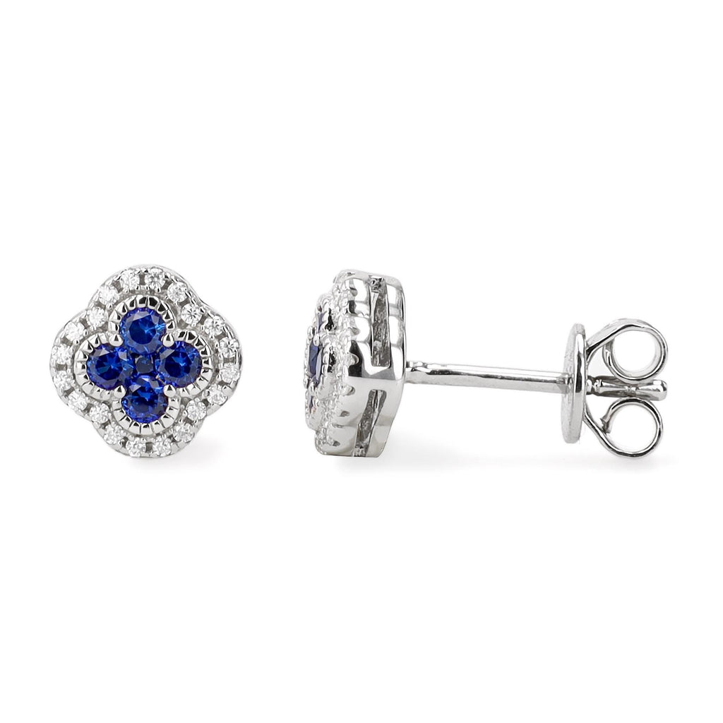 Sapphire Clover Earrings in Sterling Silver