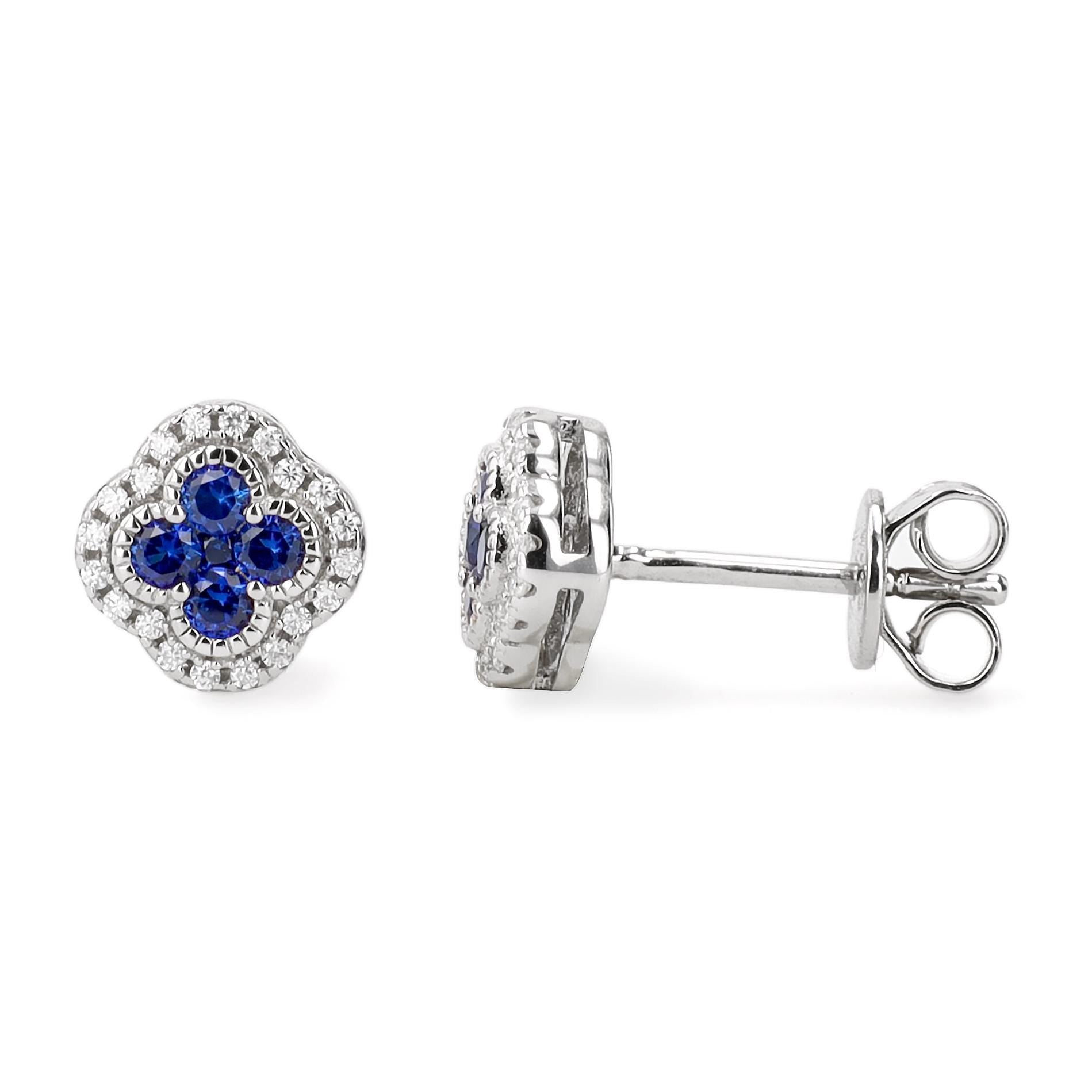 Sapphire Clover Earrings in Sterling Silver