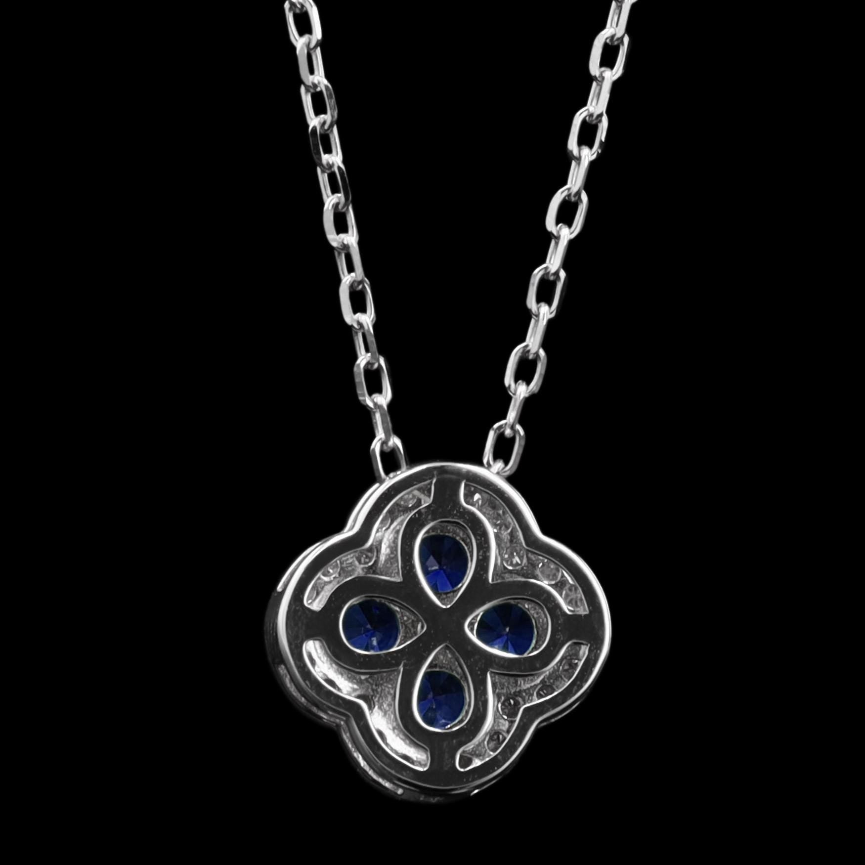 Sapphire Clover Necklace in Sterling Silver