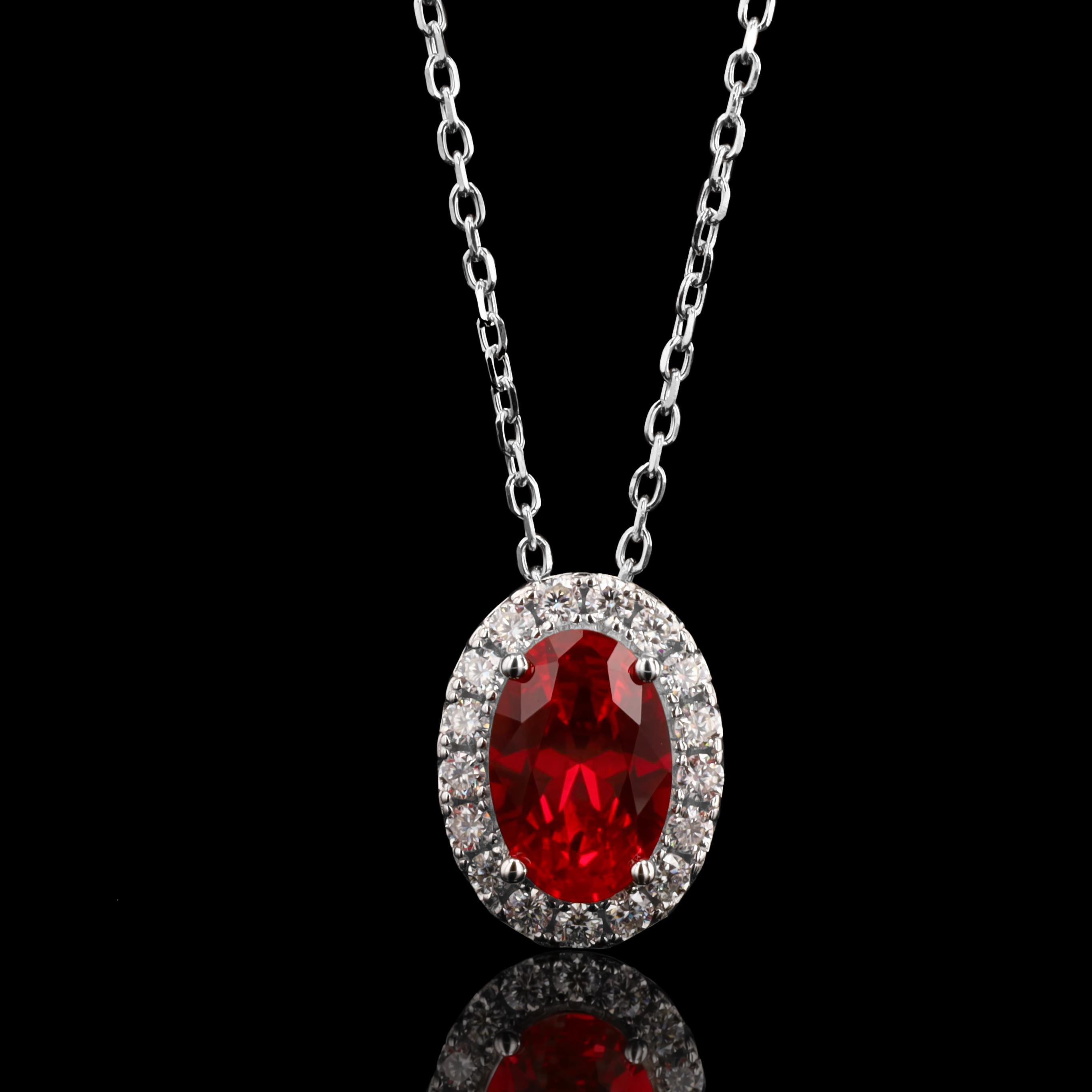 Ruby Slider Necklace in Sterling Silver