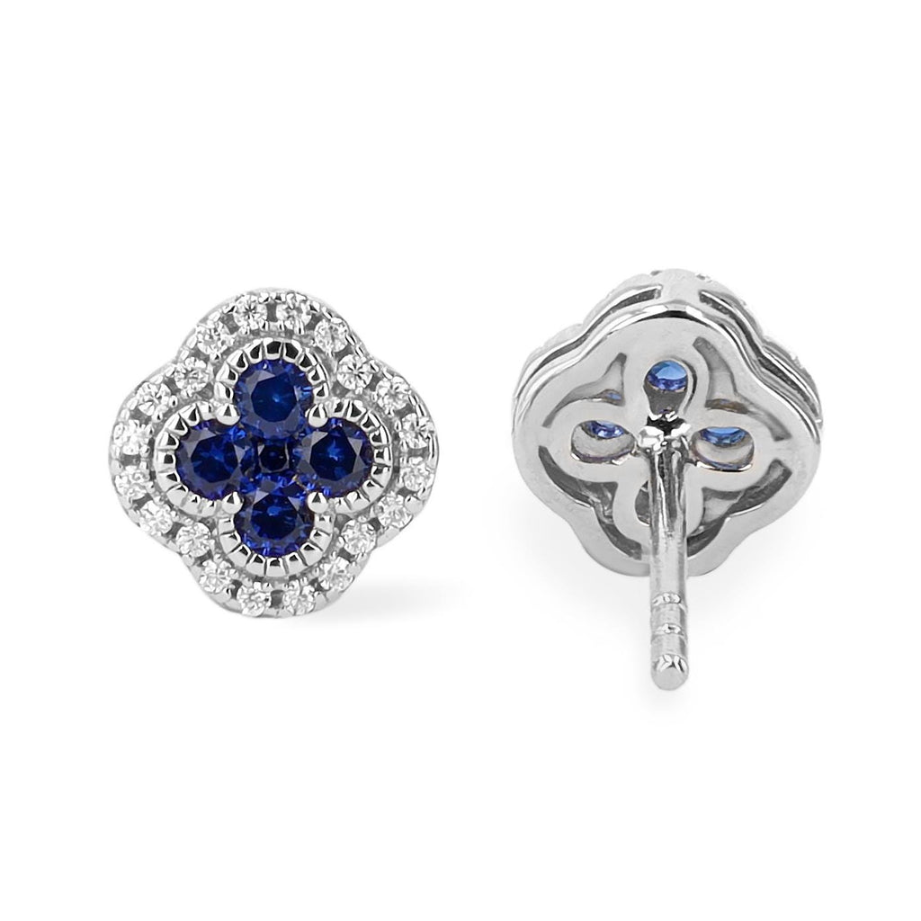 Sapphire Clover Earrings in Sterling Silver