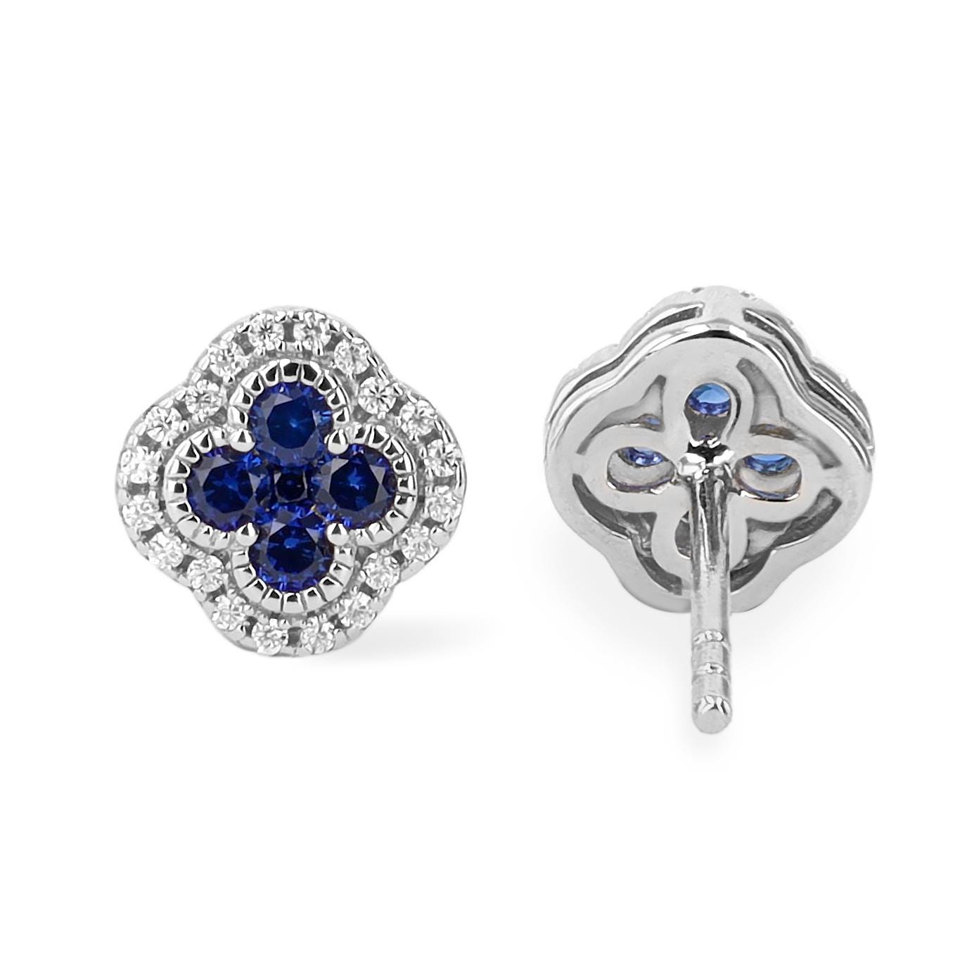 Sapphire Clover Earrings in Sterling Silver