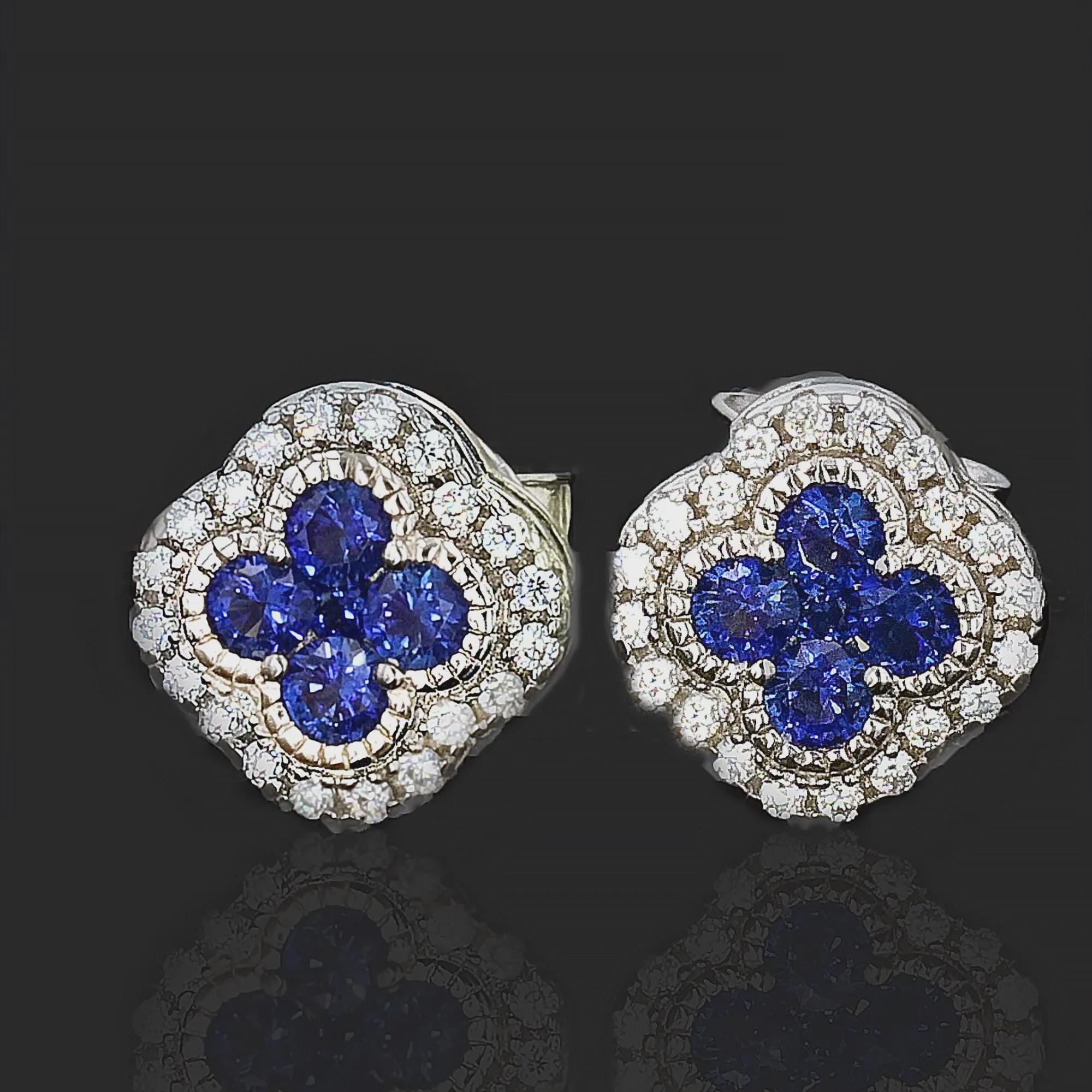 Sapphire Clover Earrings in Sterling Silver