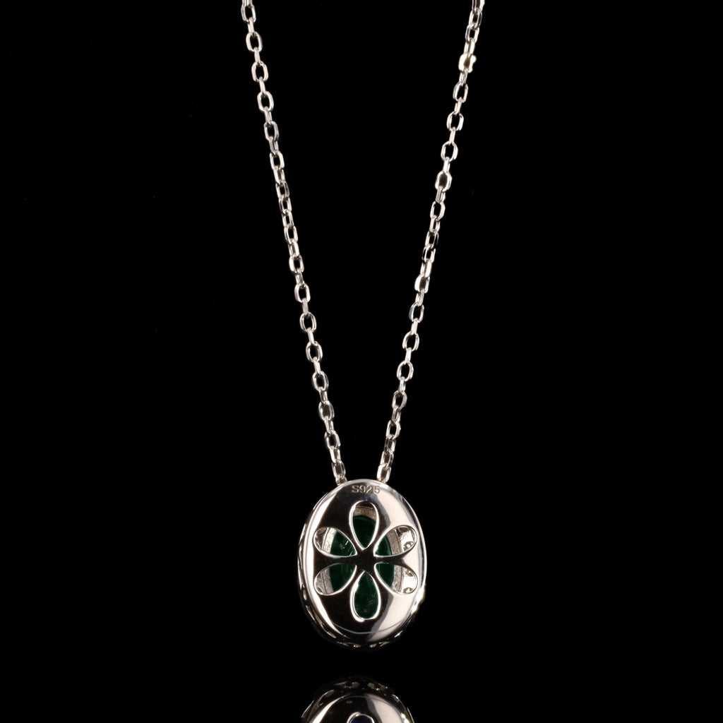 Emerald Slider Necklace in Sterling Silver