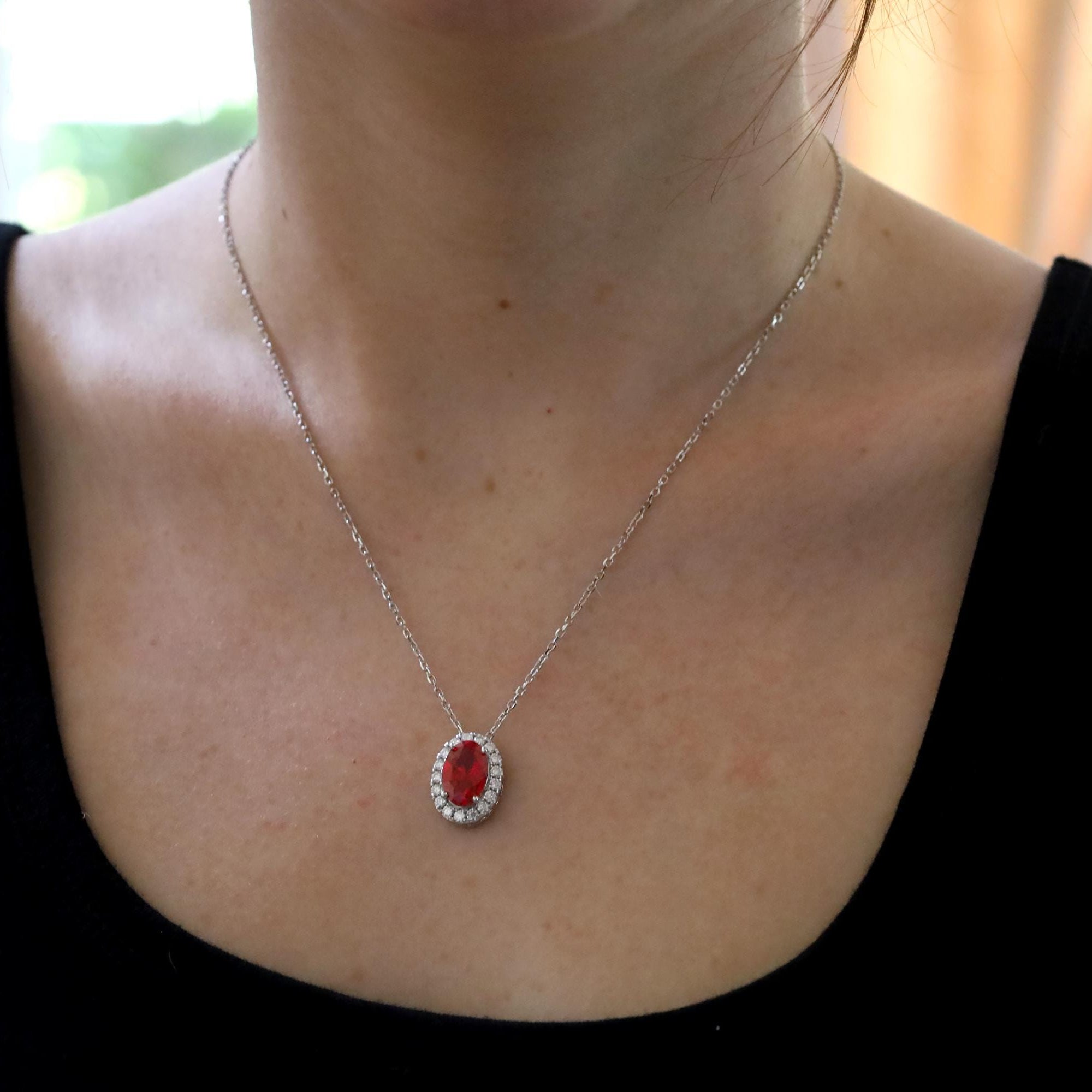 Ruby Slider Necklace in Sterling Silver