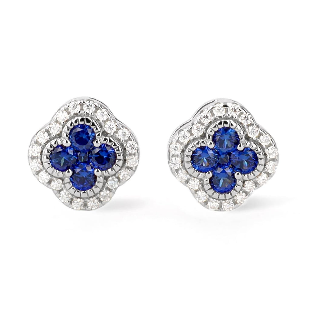 Sapphire Clover Earrings in Sterling Silver