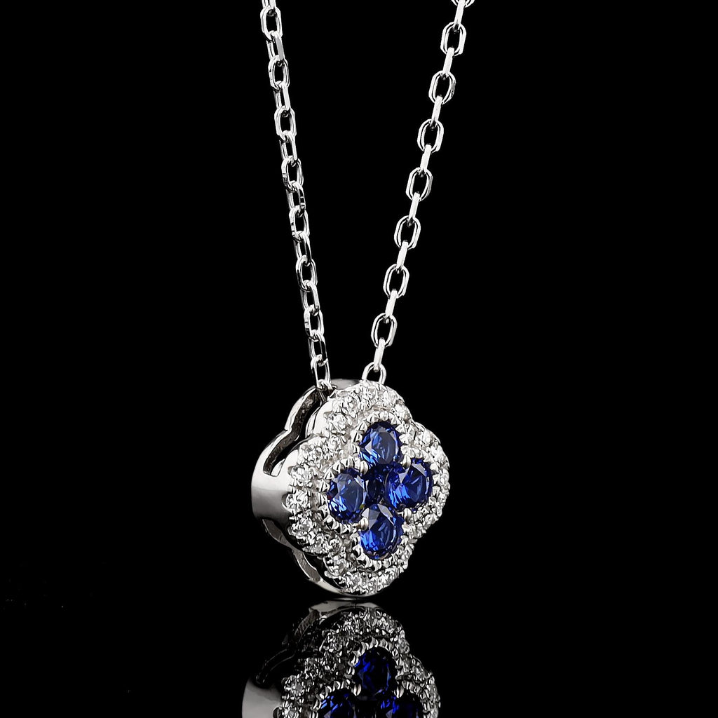Sapphire Clover Necklace in Sterling Silver