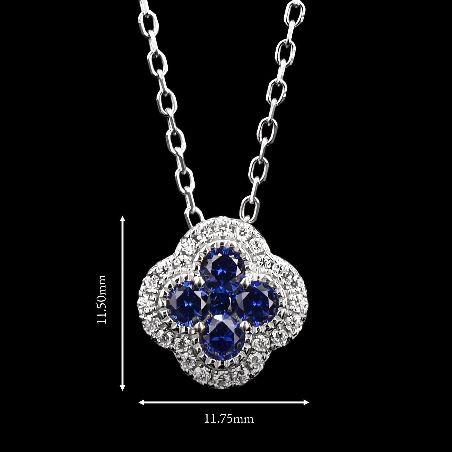 Sapphire Clover Necklace in Sterling Silver