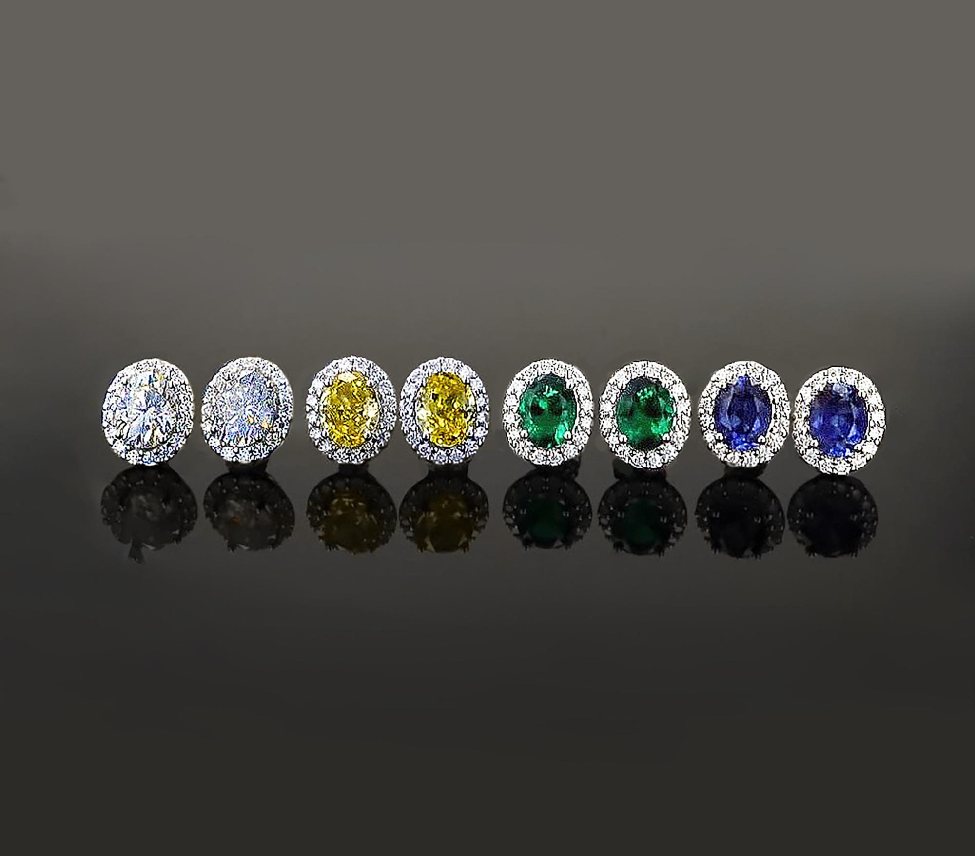 Lab Grown Yellow Simulated Diamond Halo Studs in Sterling Silver