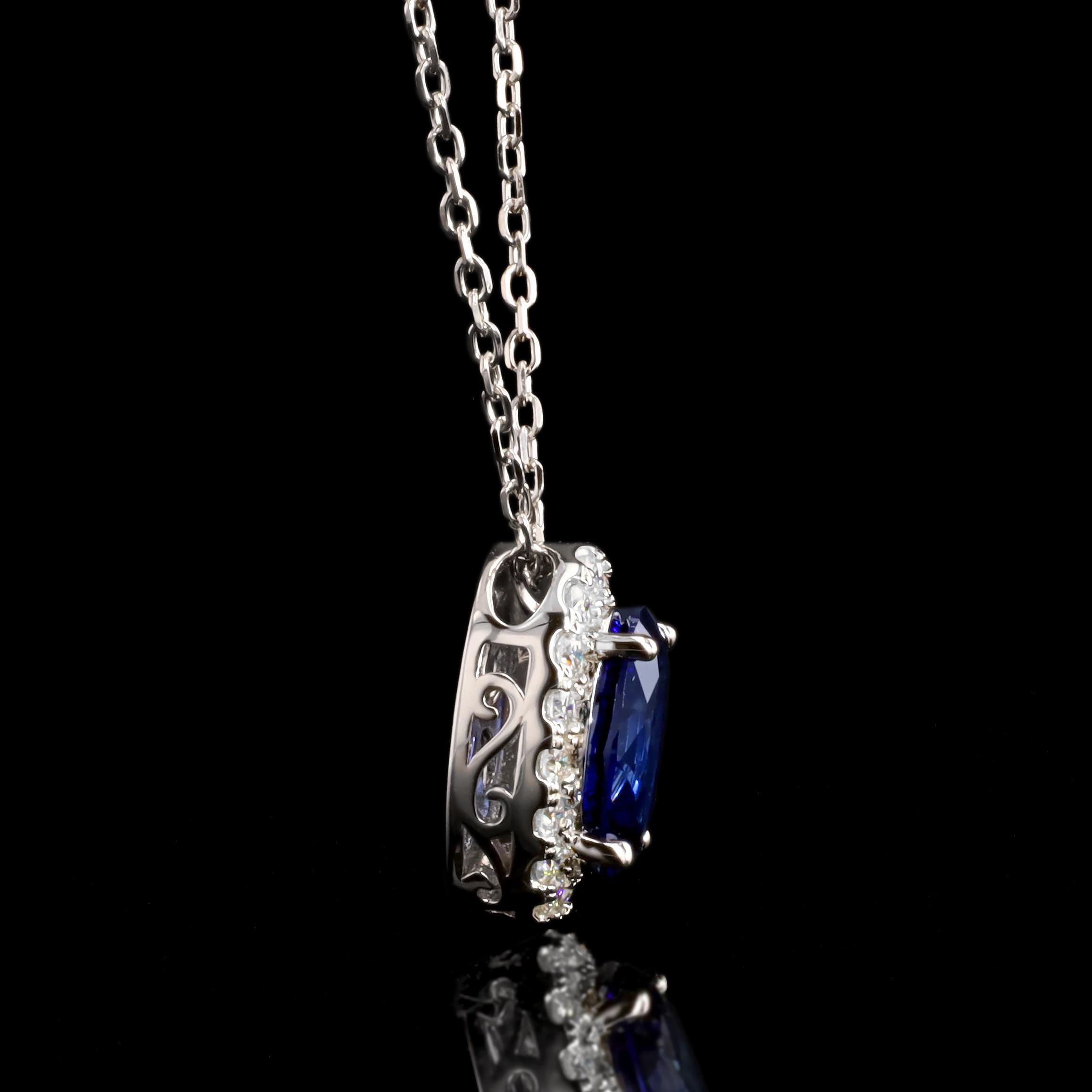 Blue Sapphire Slider Necklace in Sterling Silver