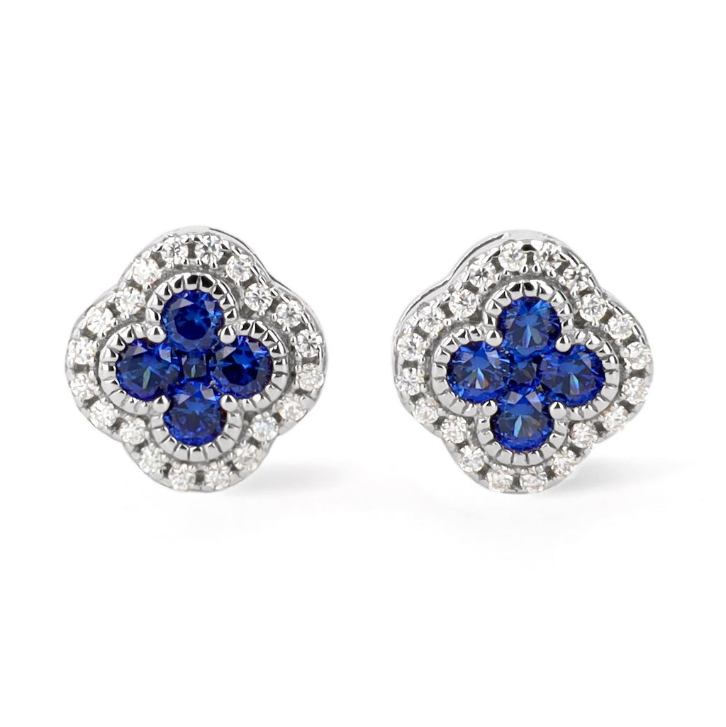 Sapphire Clover Earrings in Sterling Silver