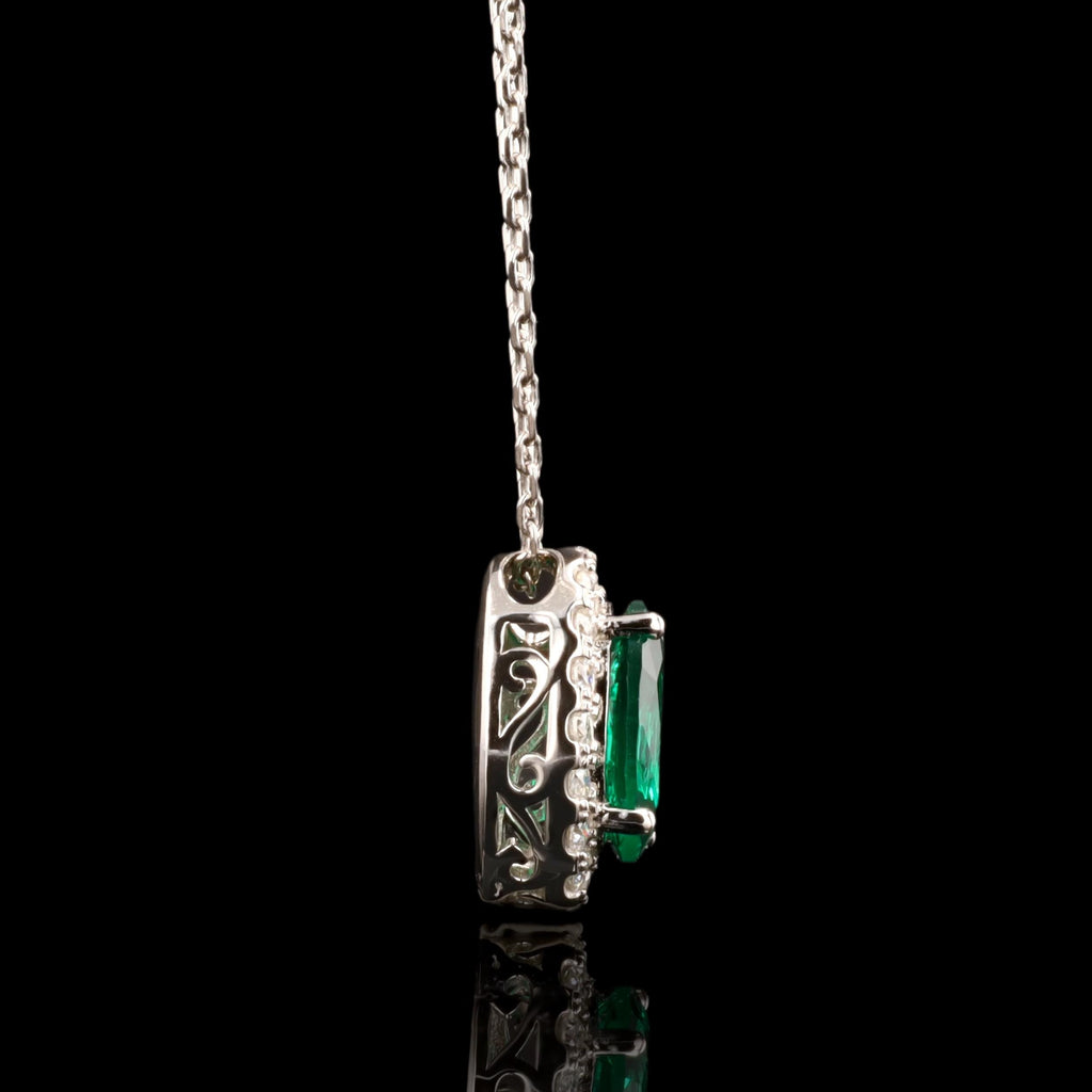 Emerald Slider Necklace in Sterling Silver