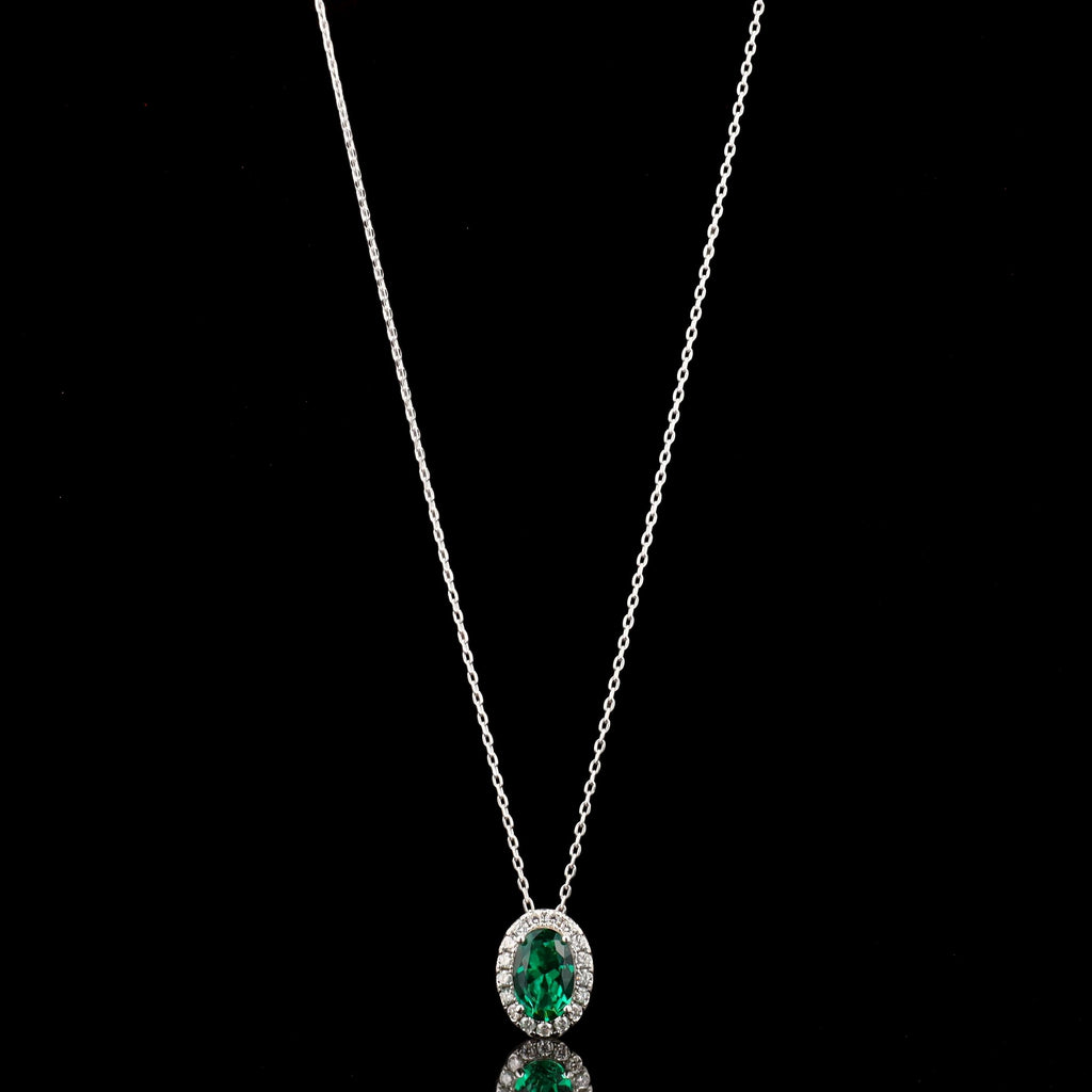 Emerald Slider Necklace in Sterling Silver