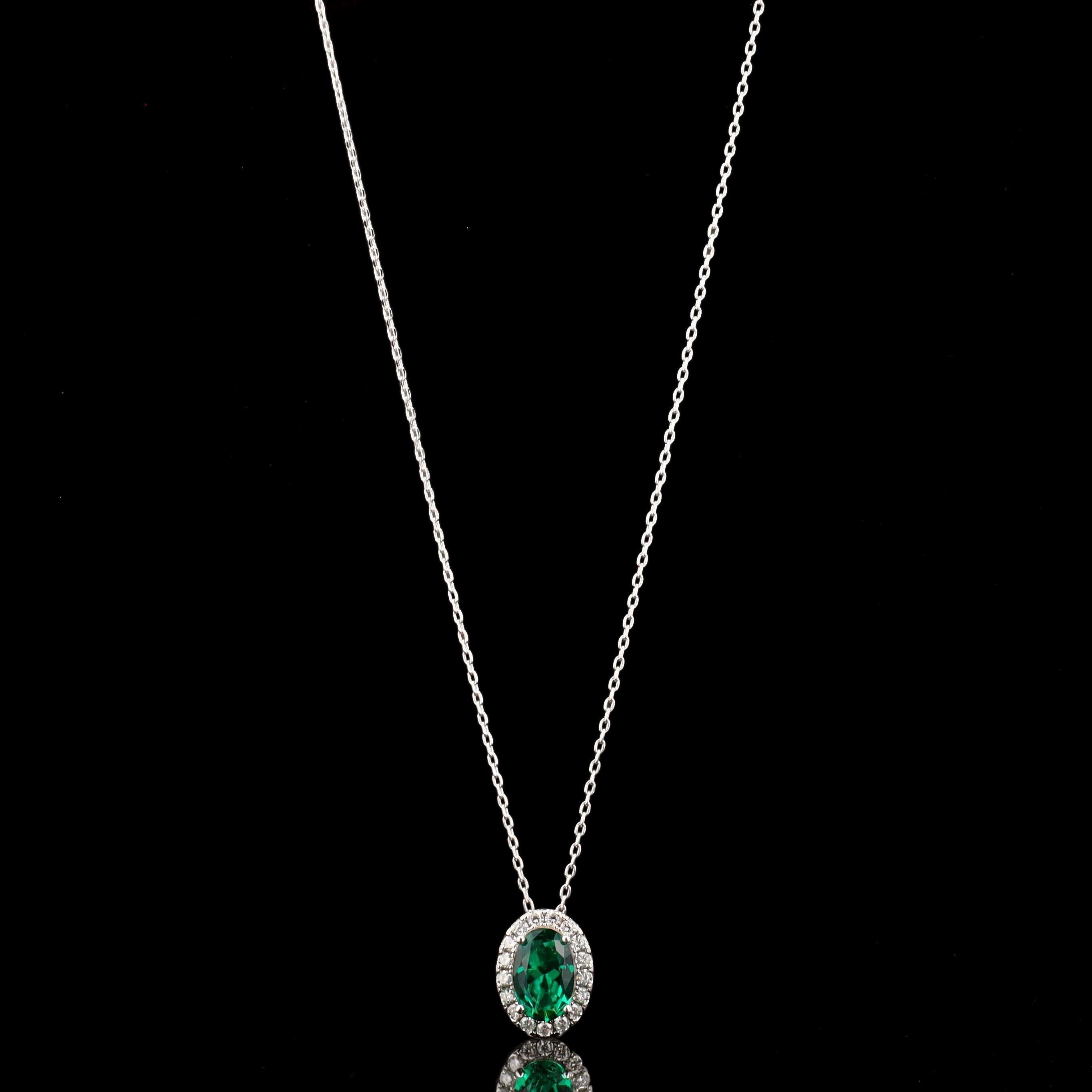 Emerald Slider Necklace in Sterling Silver