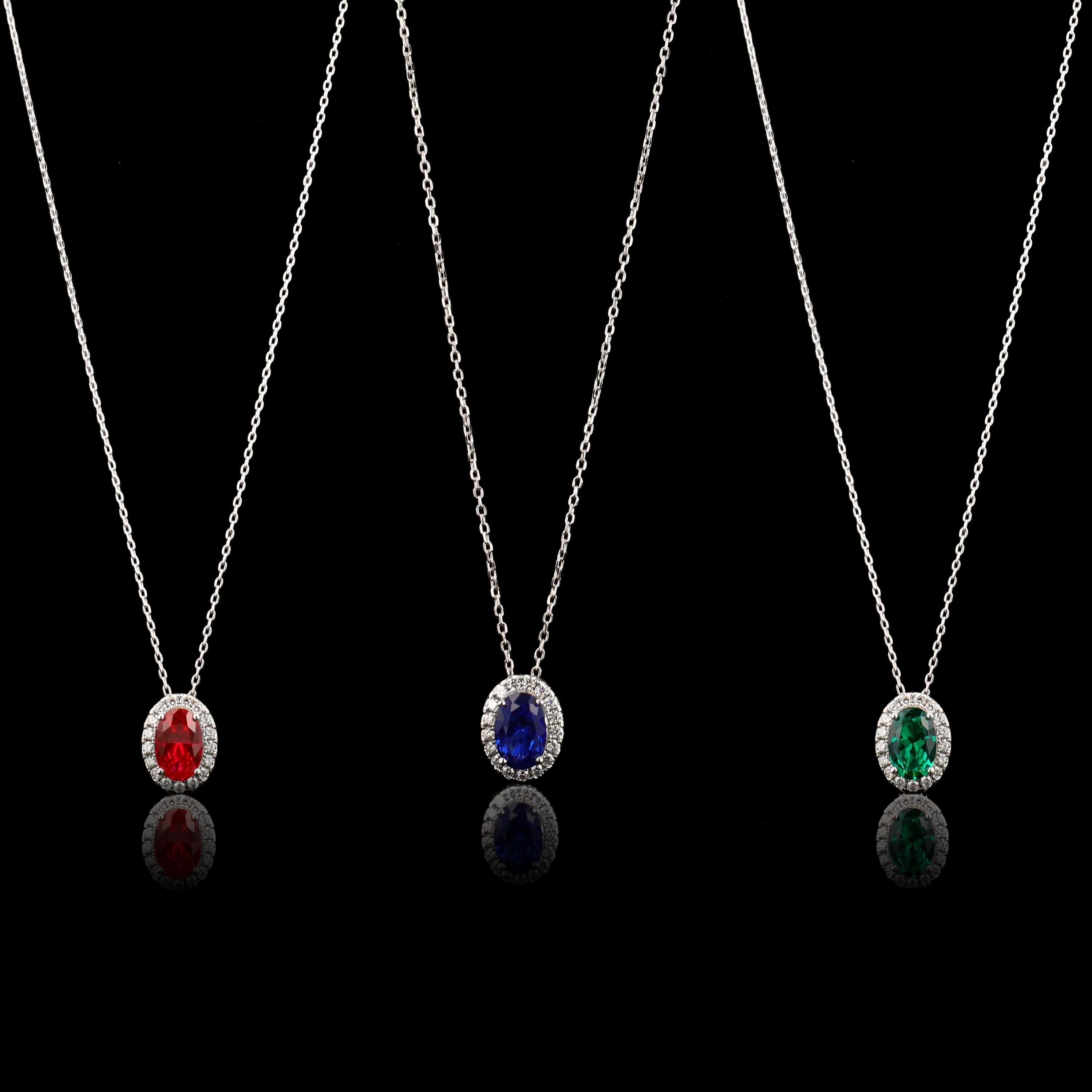 Emerald Slider Necklace in Sterling Silver