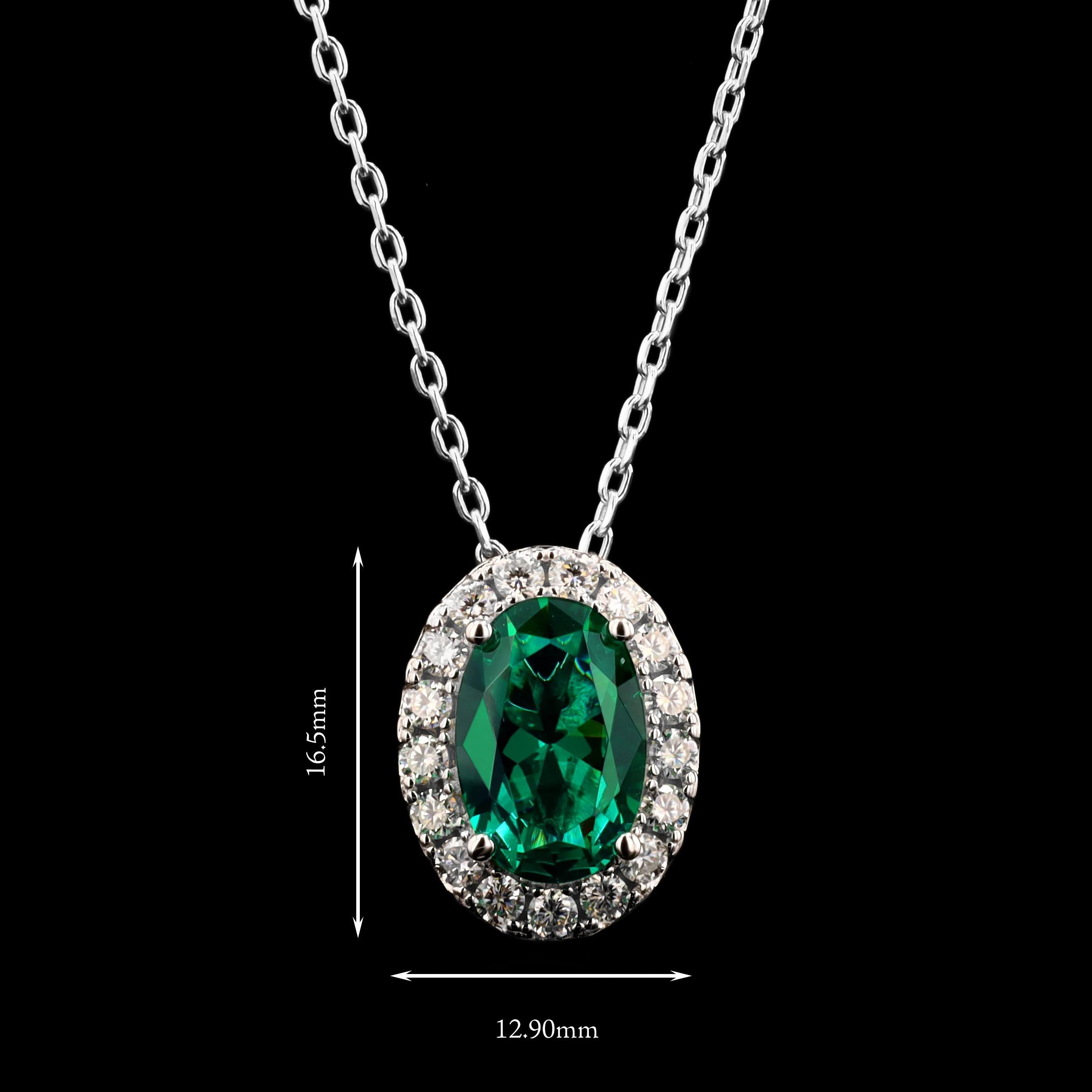 Emerald Slider Necklace in Sterling Silver