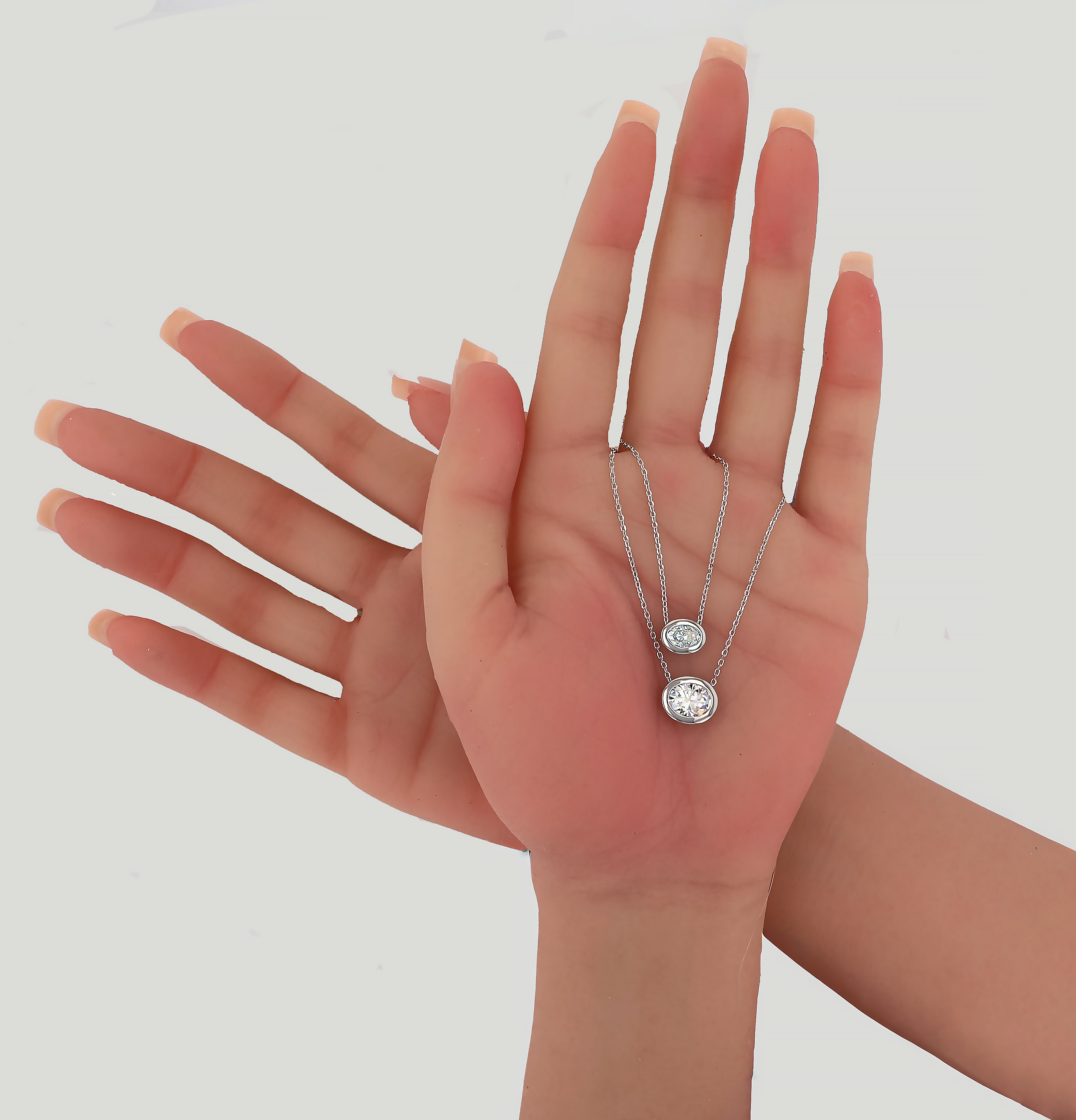 Oval Bezel Slider Pendant in Sterling Silver