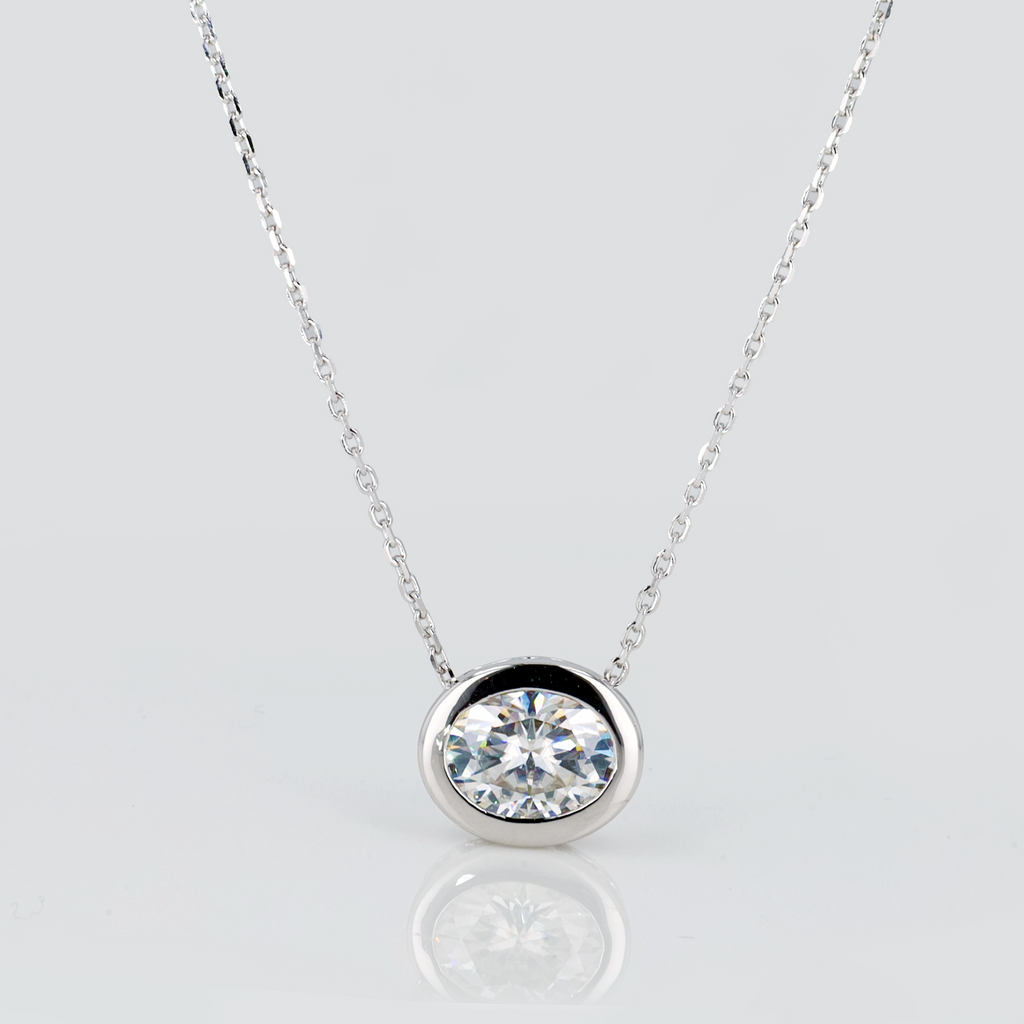 Oval Bezel Slider Pendant in Sterling Silver