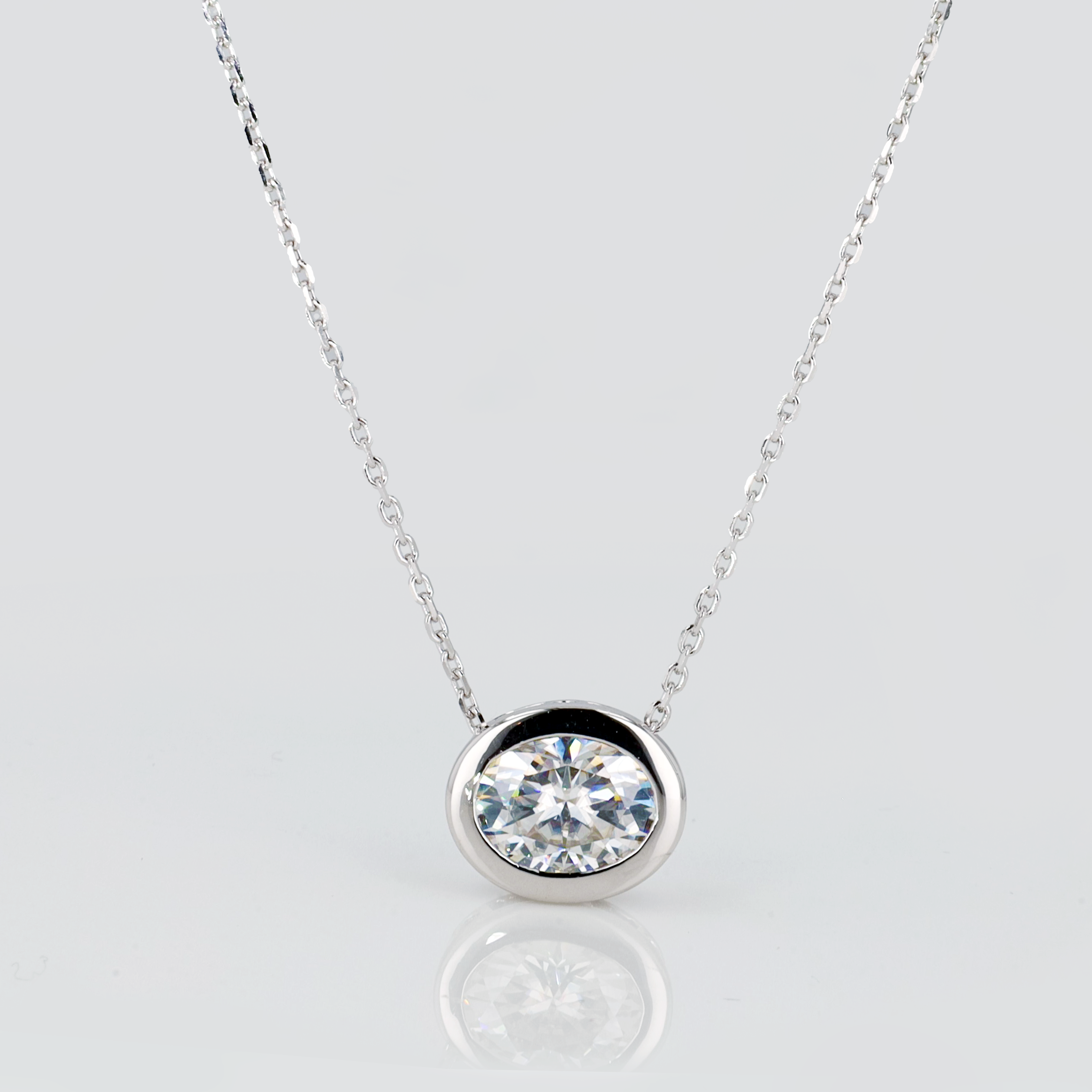 Oval Bezel Slider Pendant in Sterling Silver