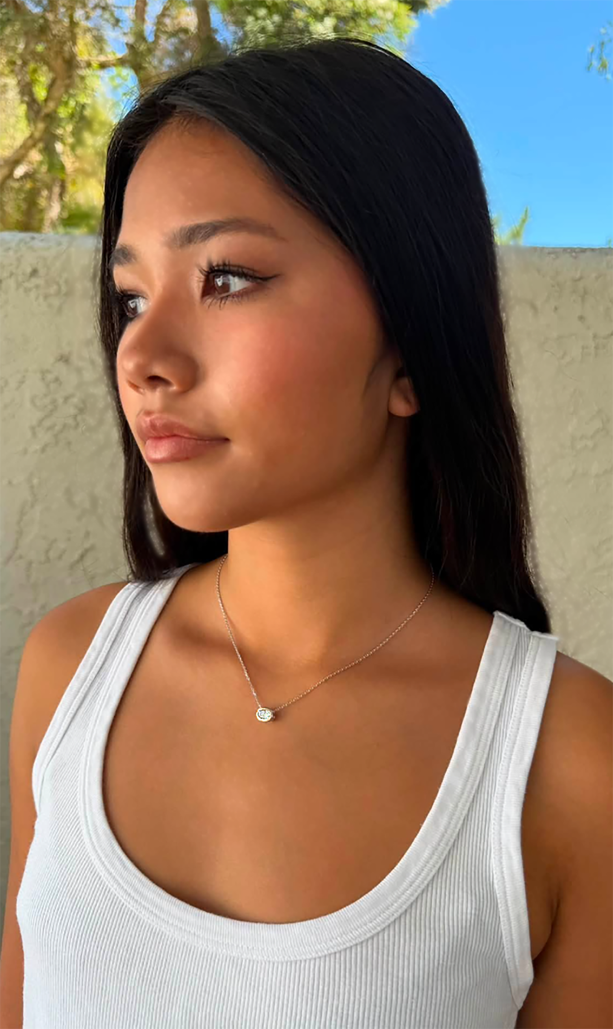 Oval Bezel Slider Pendant in Sterling Silver