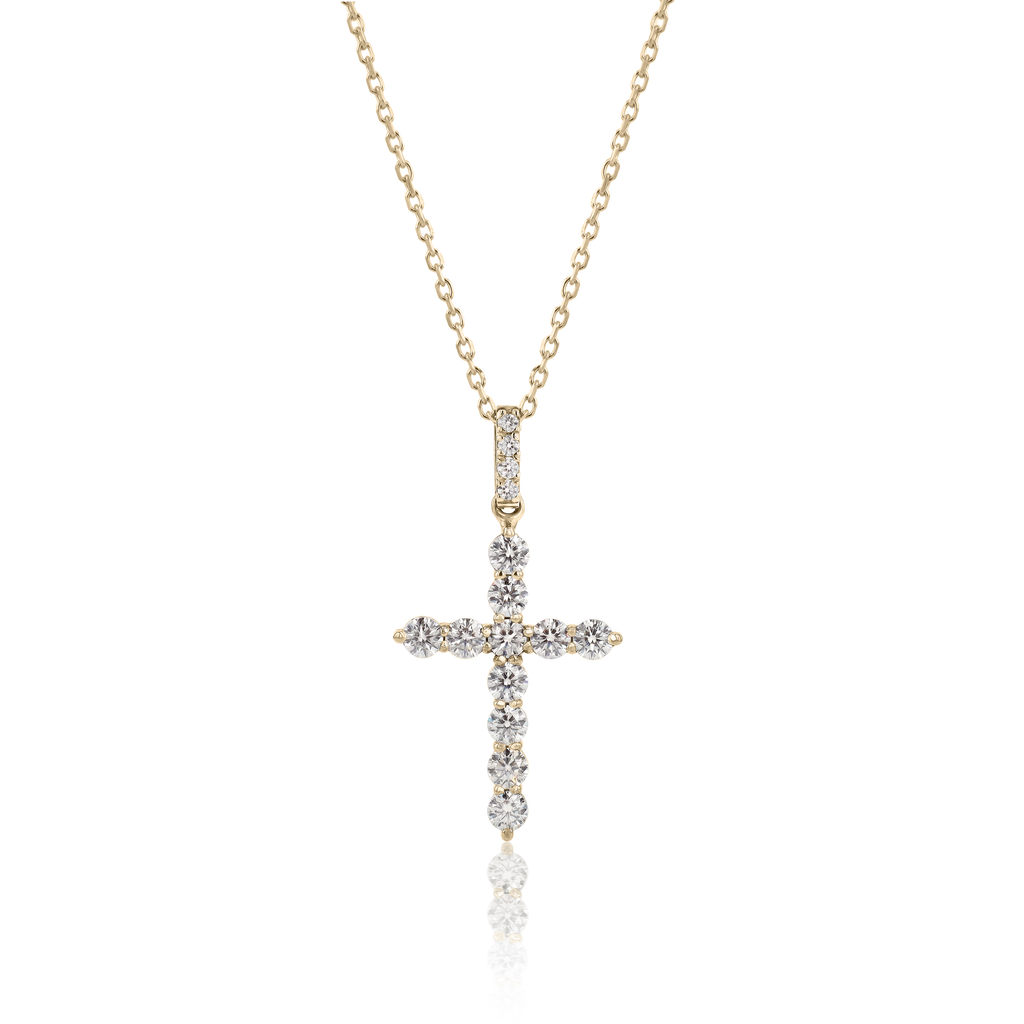 Moissanite Cross and Bail in 14kt Gold