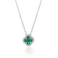 Emerald Clover Necklace in Sterling Silver