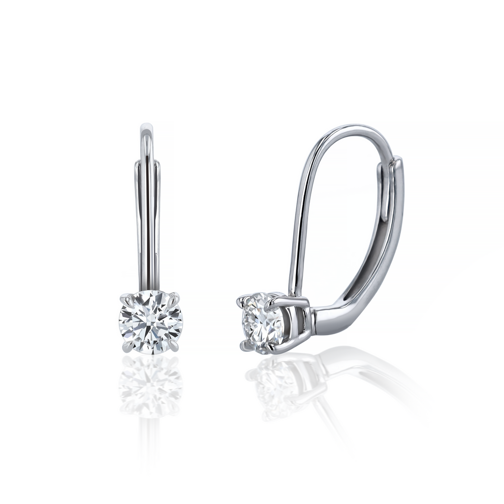 Moissanite Lever Back Earrings in Sterling Silver