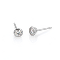 Bezel Moissanite Studs in Sterling Silver