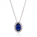 Blue Sapphire Slider Necklace in Sterling Silver