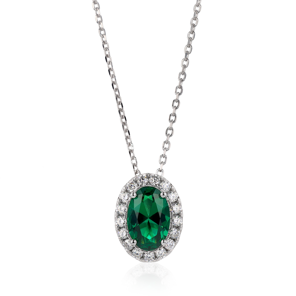 Emerald Slider Necklace in Sterling Silver