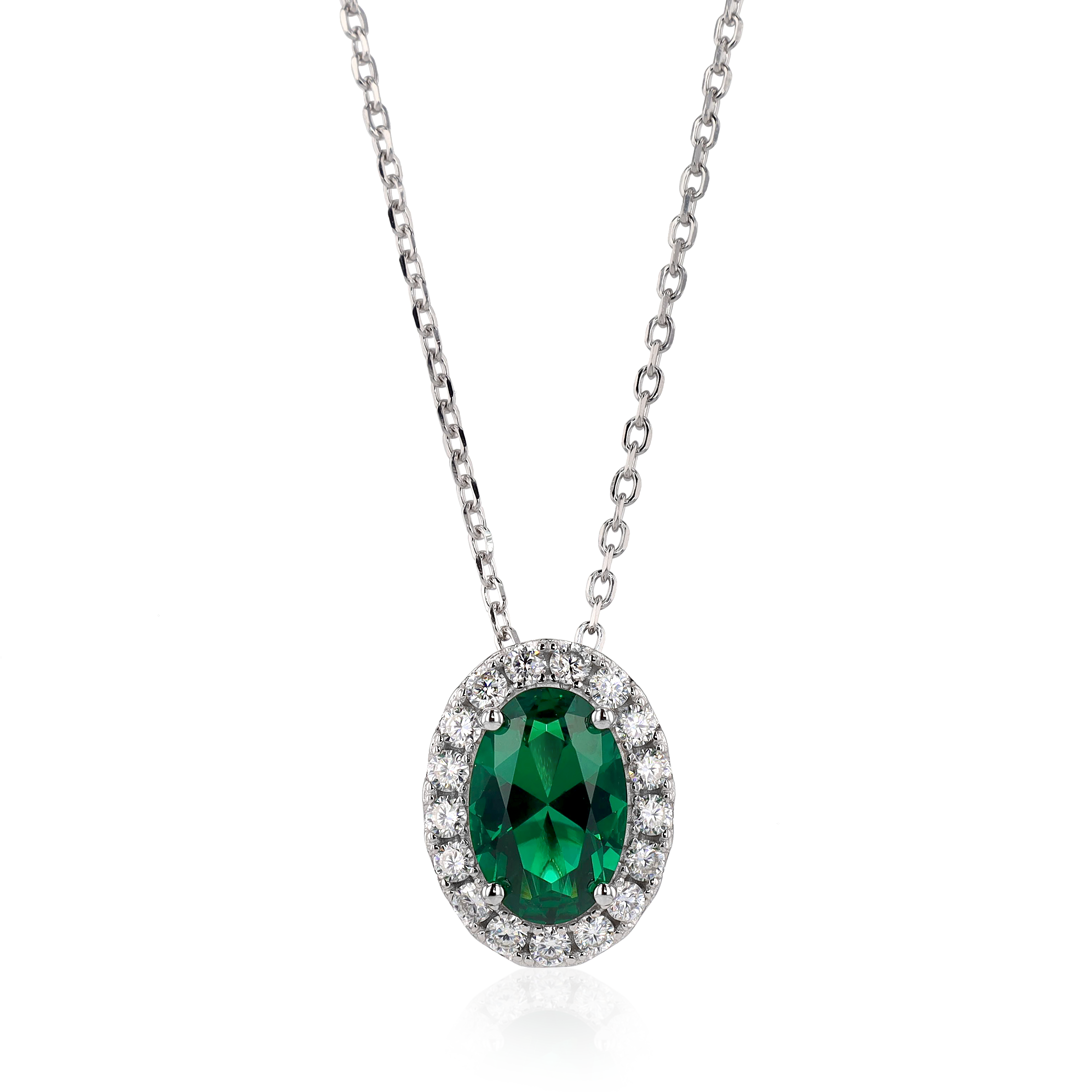 Emerald Slider Necklace in Sterling Silver