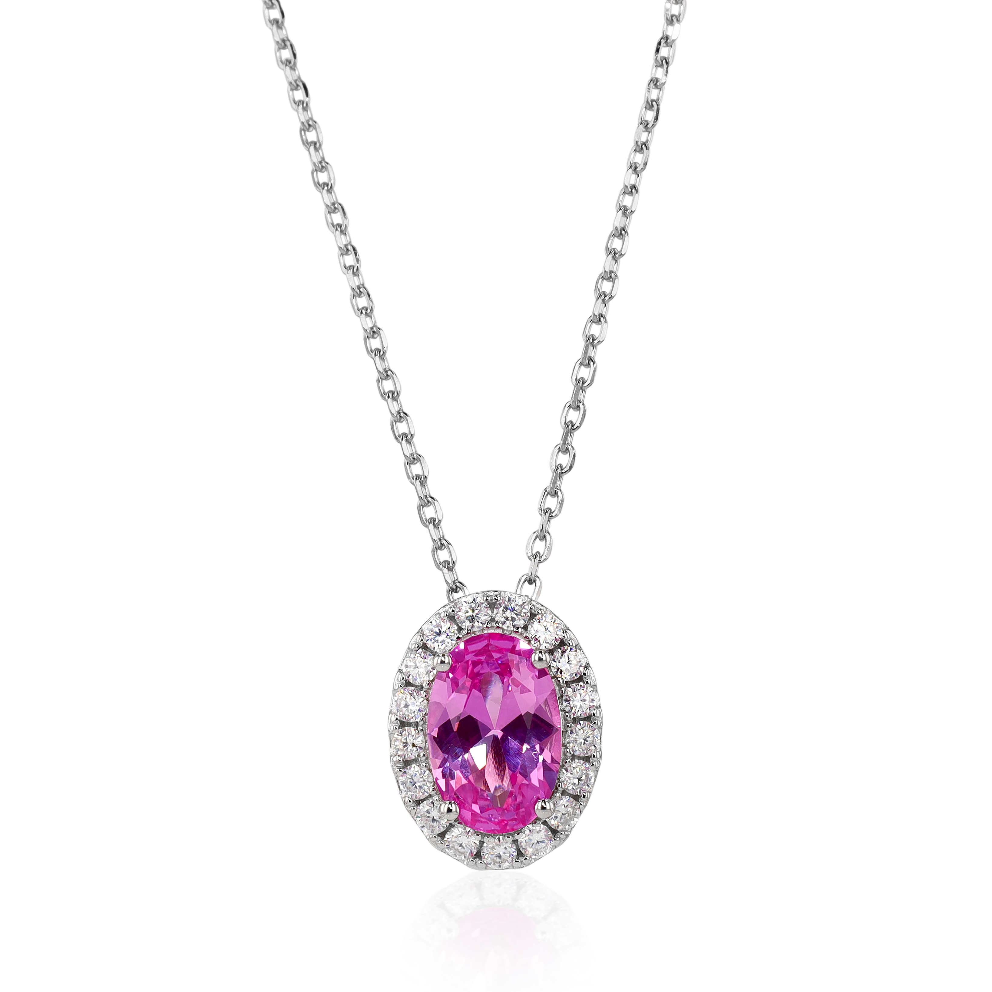 Pink Sapphire Slider Necklace in Sterling Silver