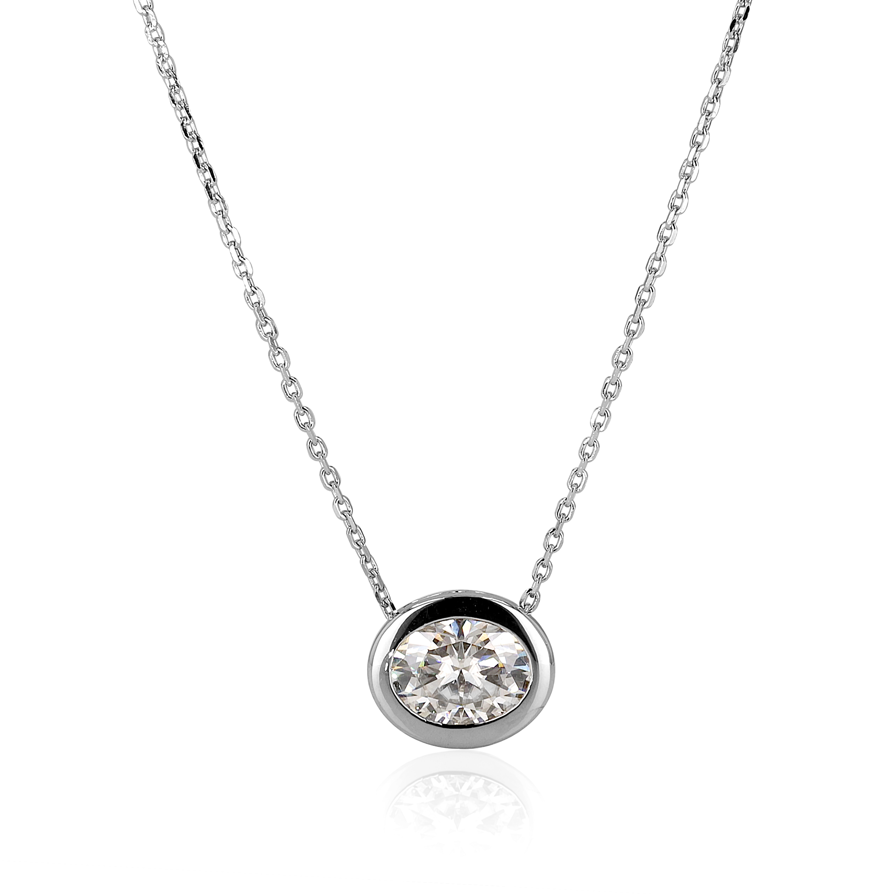 Oval Bezel Slider Pendant in Sterling Silver