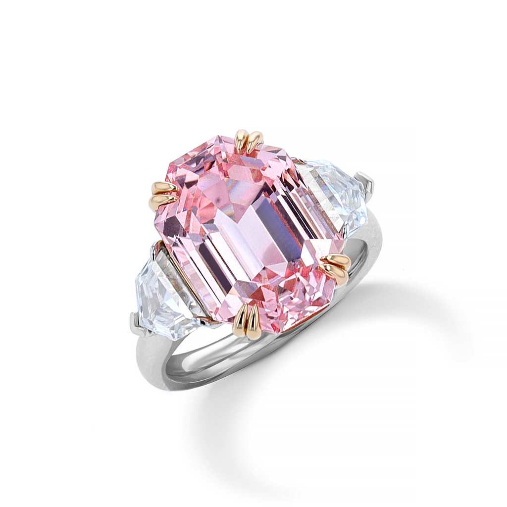 Lab Grown Pink Sapphire Engagement Ring in Sterling Silver