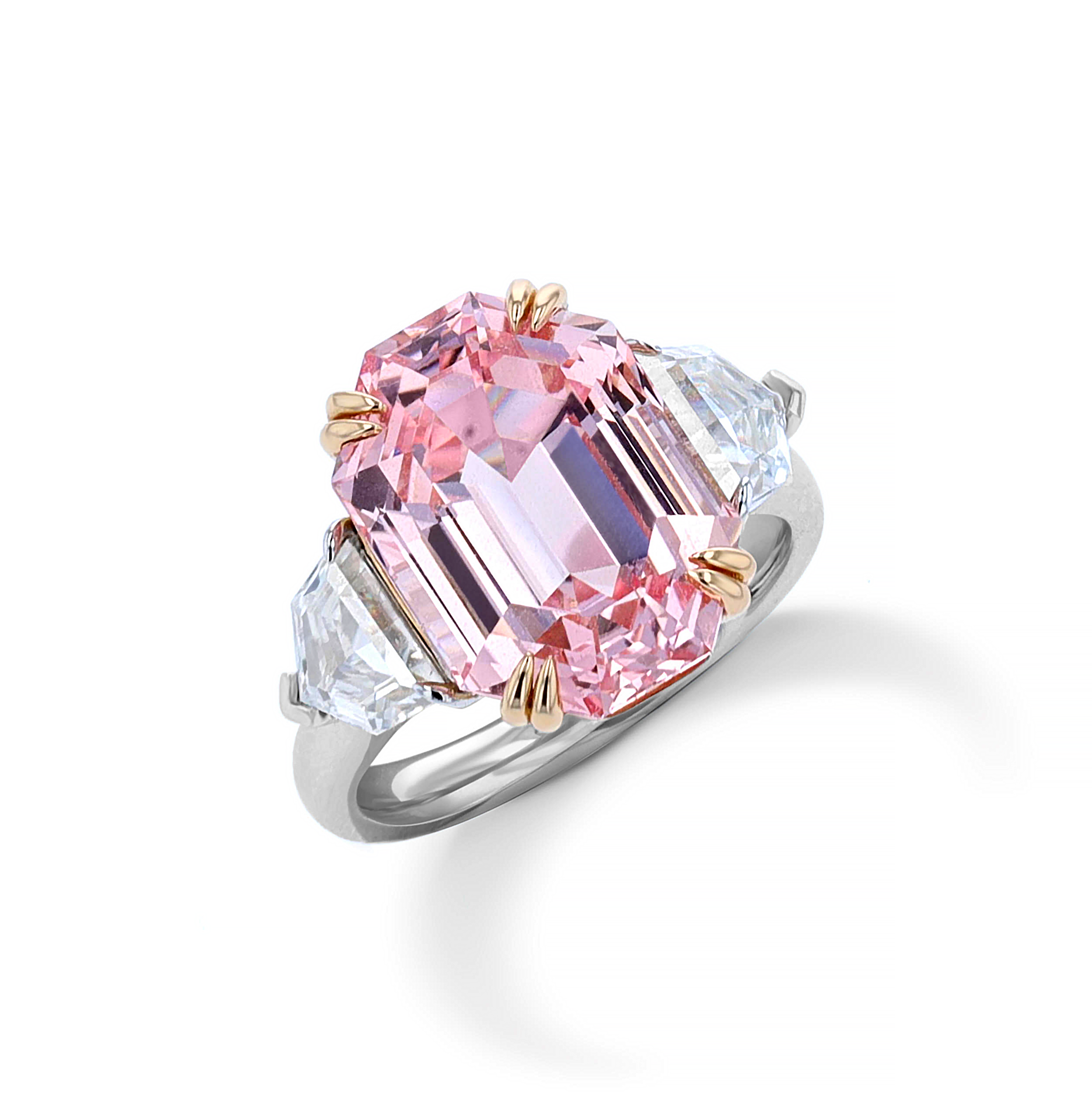 Lab Grown Pink Sapphire Engagement Ring in Sterling Silver