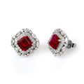 Art Deco Lab Grown Sapphire Studs in Sterling Silver