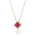 Ruby Clover Necklace in 14kt Gold