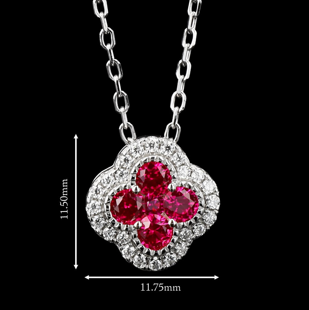 Ruby Clover Necklace in Sterling Silver
