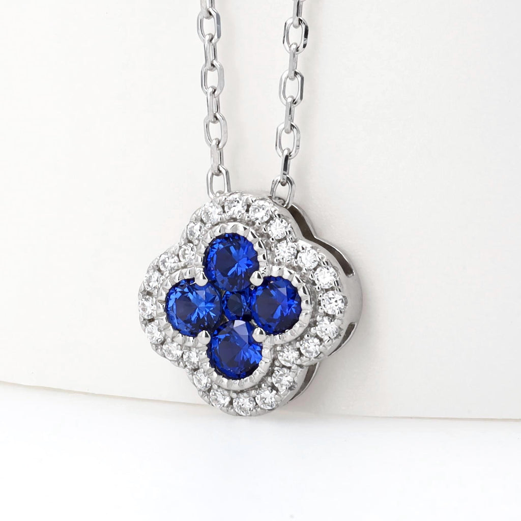 Sapphire Clover Necklace in Sterling Silver