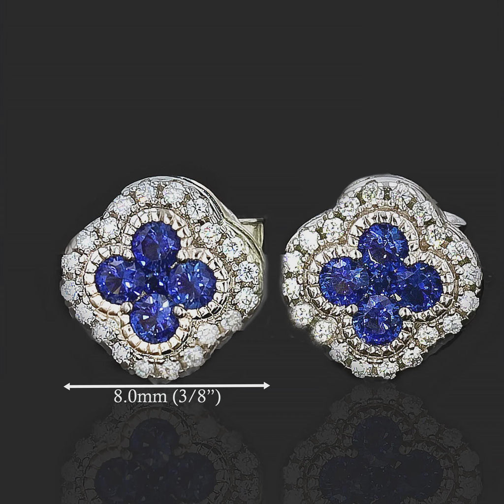 Sapphire Clover Earrings in Sterling Silver