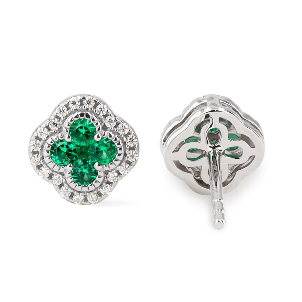 Emerald Clover Earrings in Sterling Silver