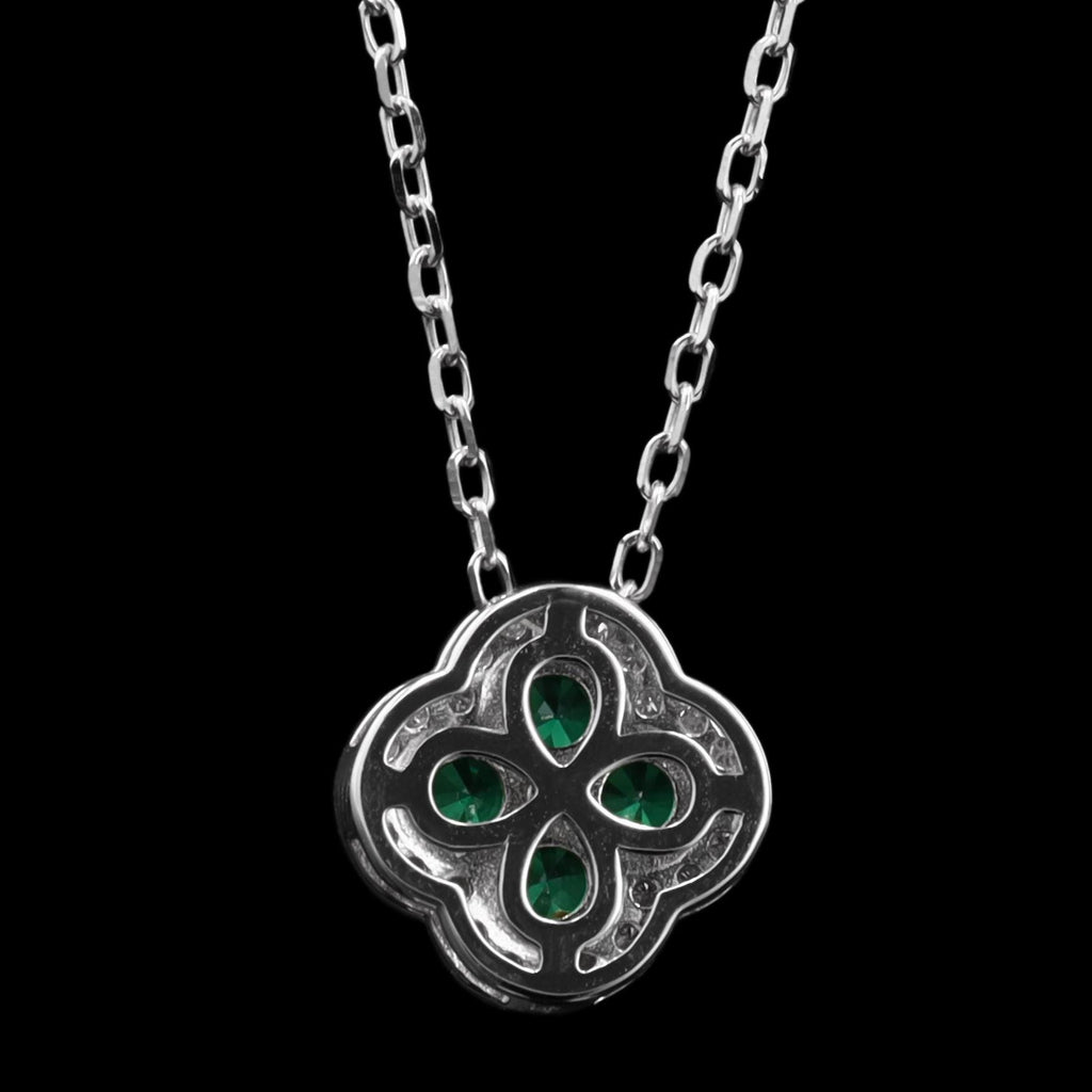 Emerald Clover Necklace in Sterling Silver