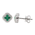 Emerald Clover Earrings in Sterling Silver