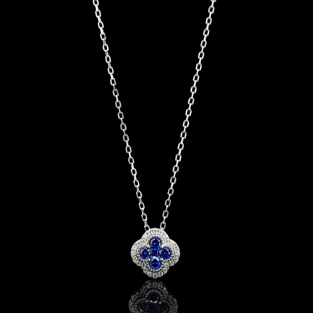 Sapphire Clover Necklace in Sterling Silver