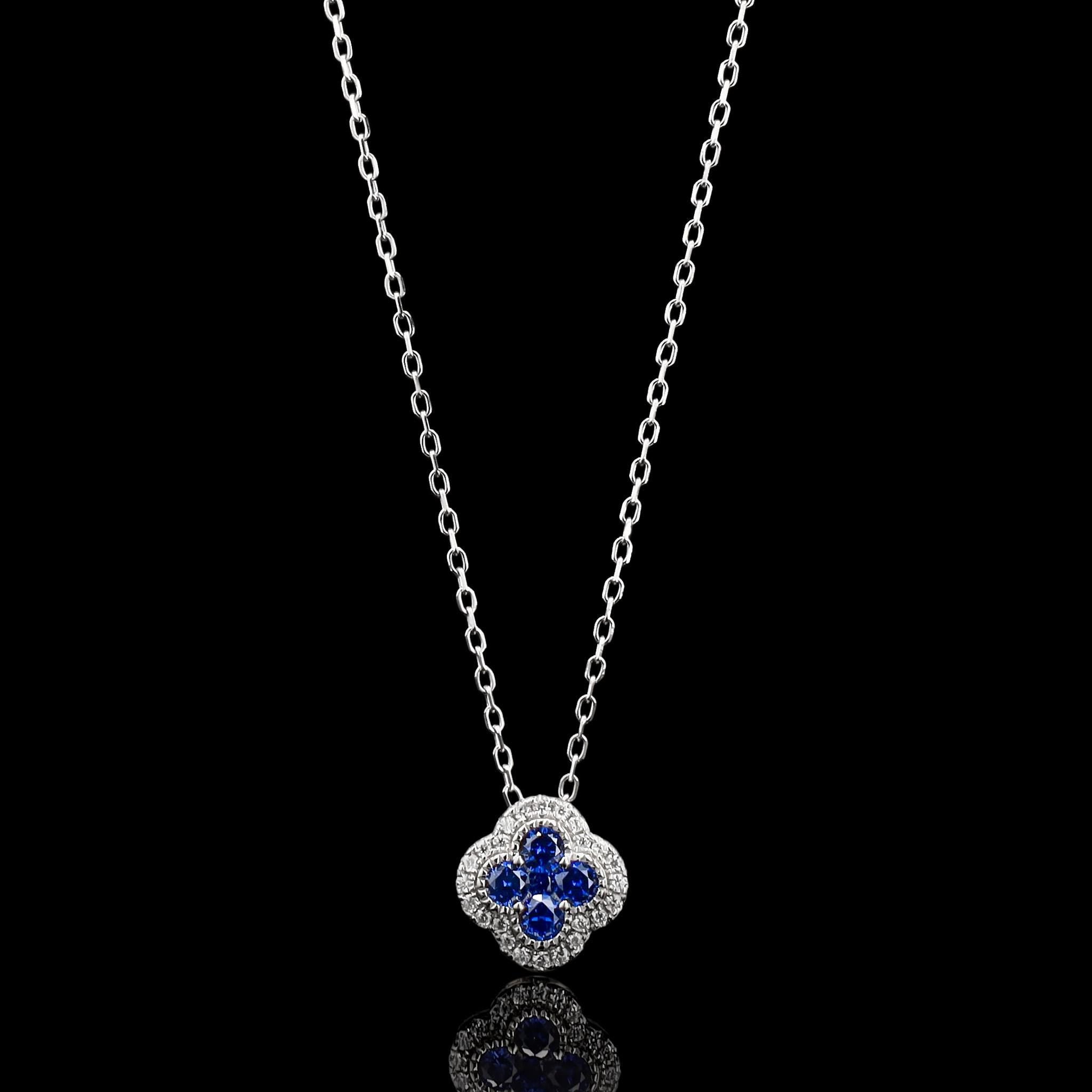 Sapphire Clover Necklace in Sterling Silver