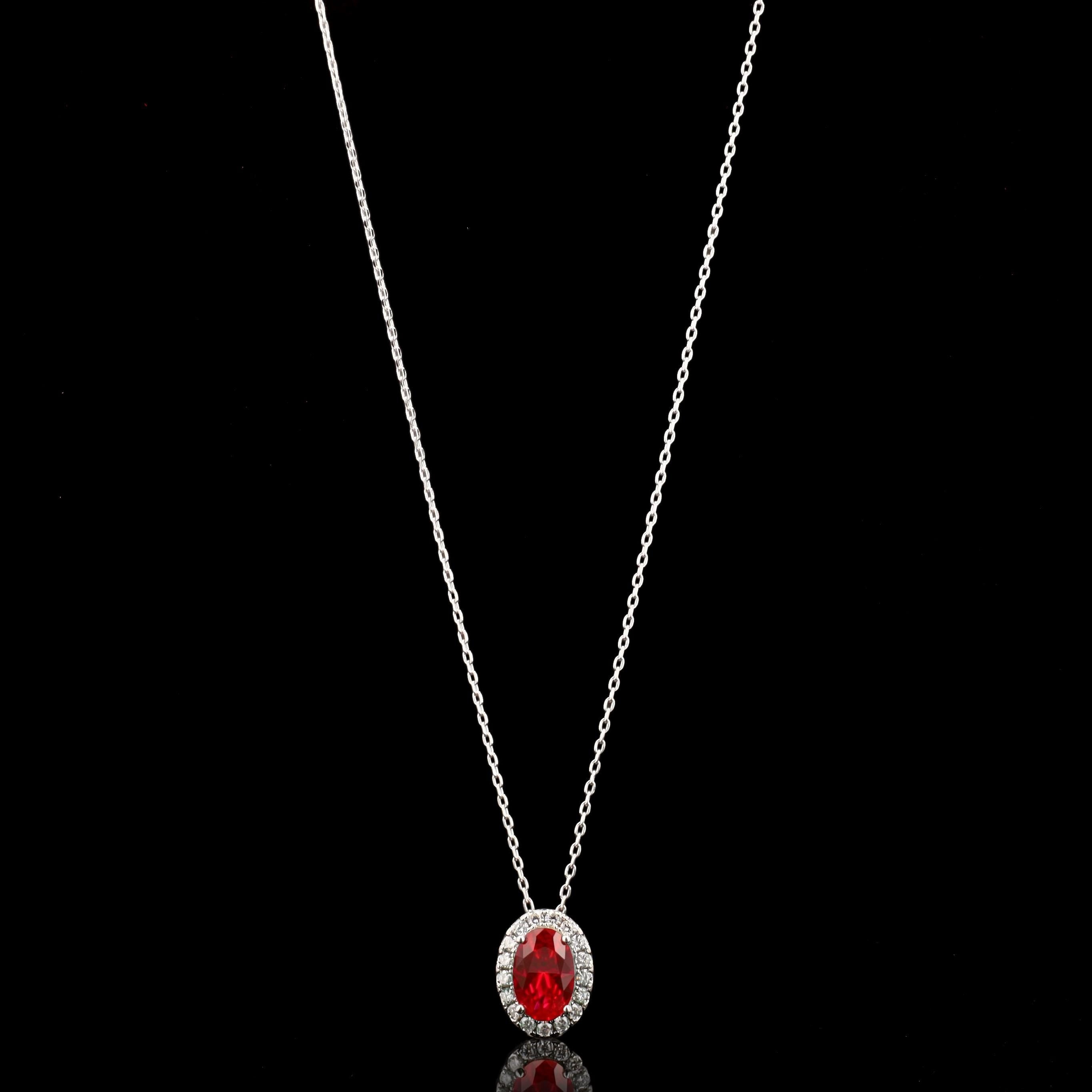 Ruby Slider Necklace in Sterling Silver