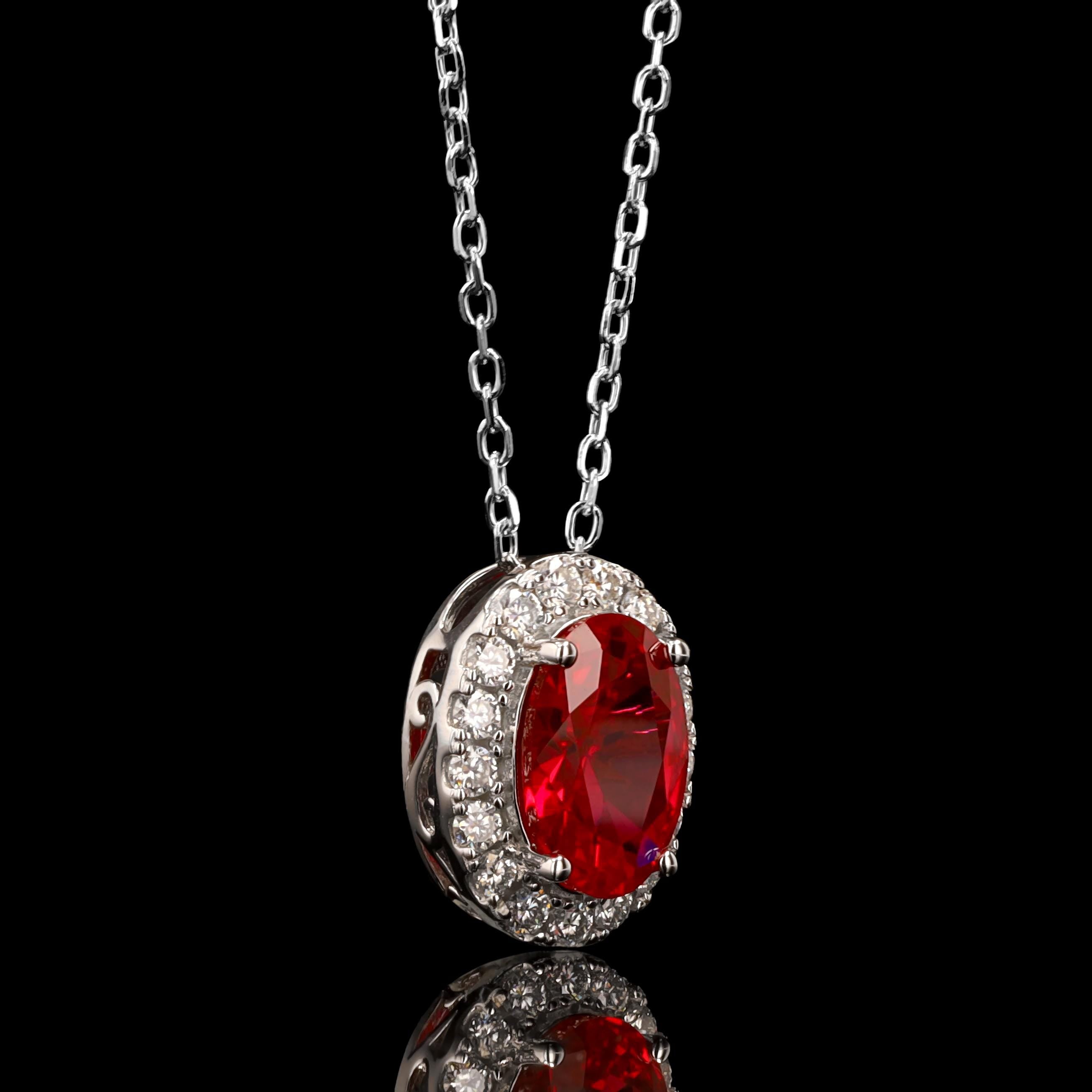 Ruby Slider Necklace in Sterling Silver