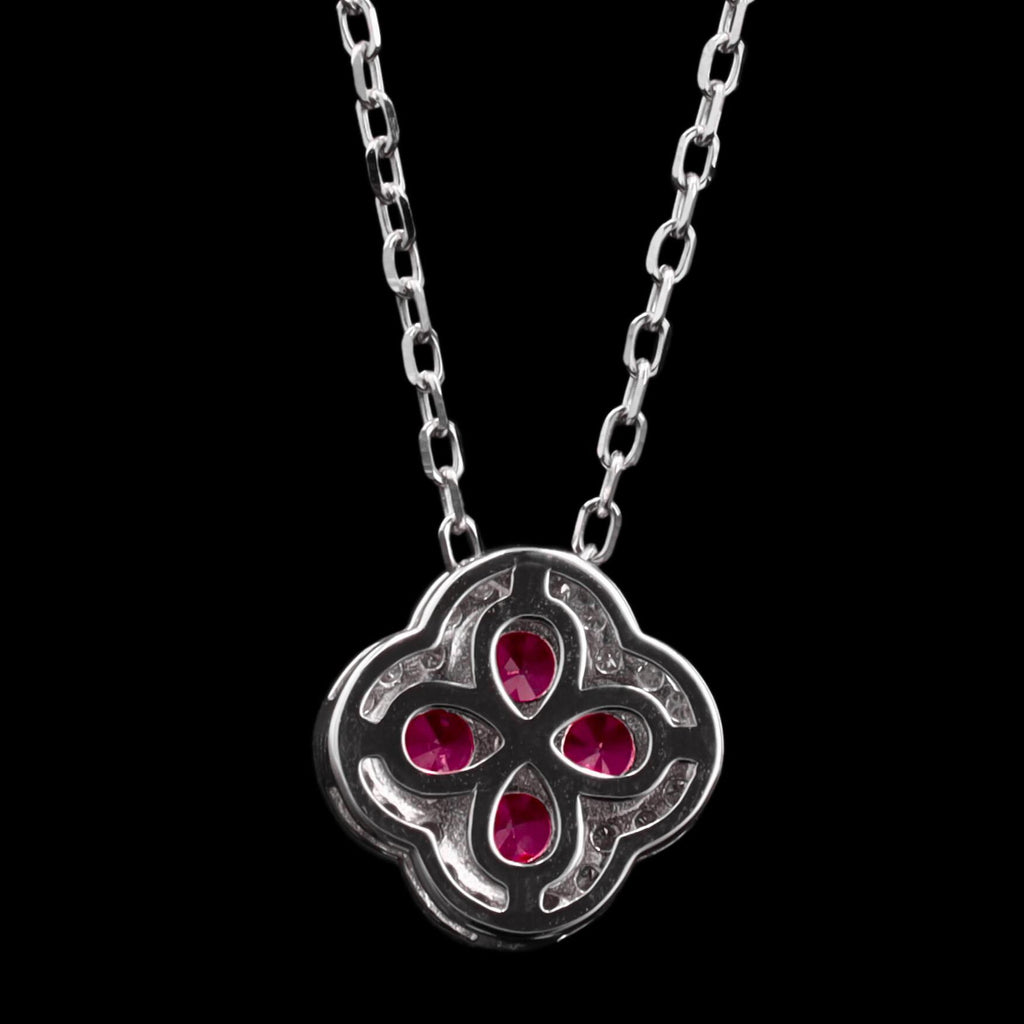 Ruby Clover Necklace in Sterling Silver