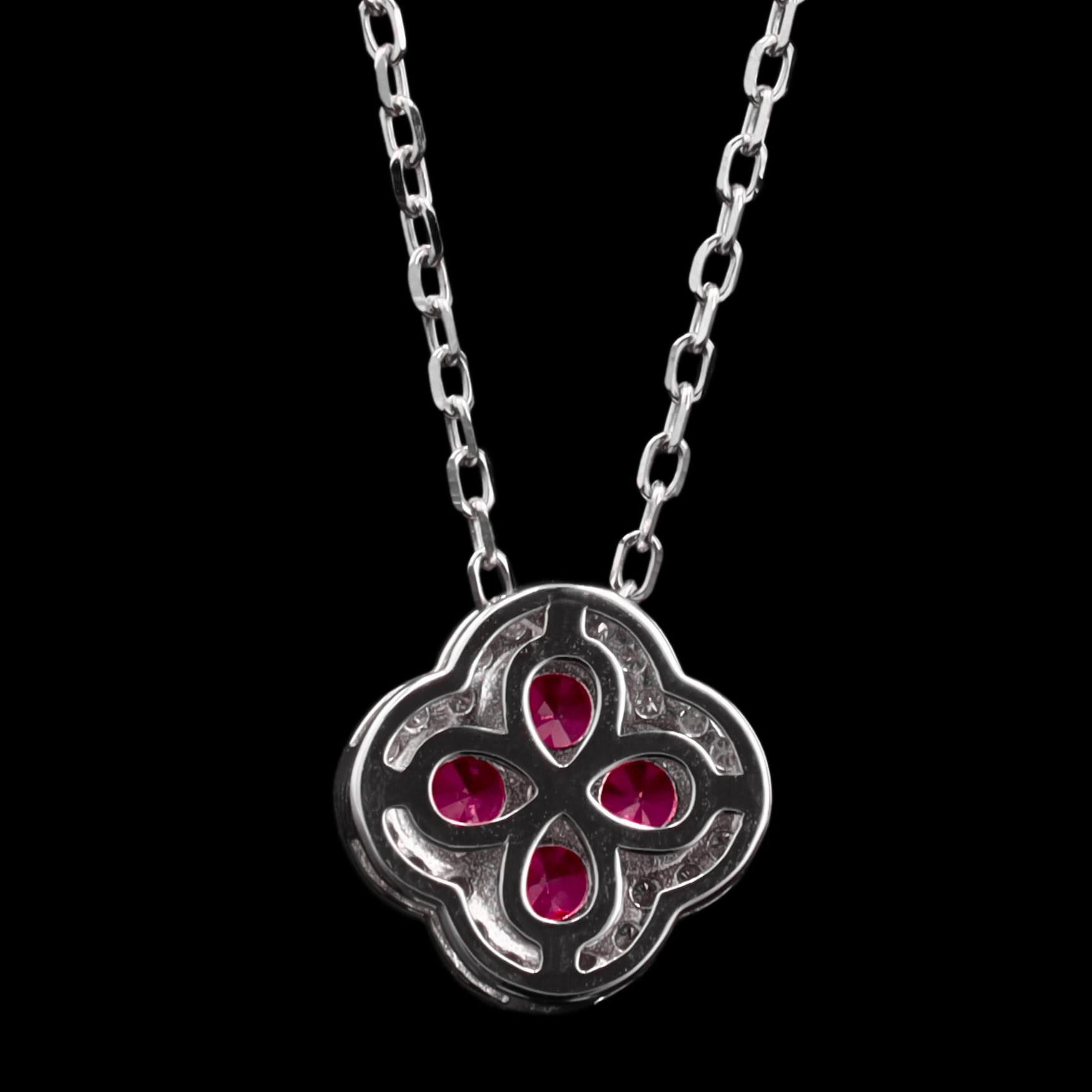 Ruby Clover Necklace in Sterling Silver