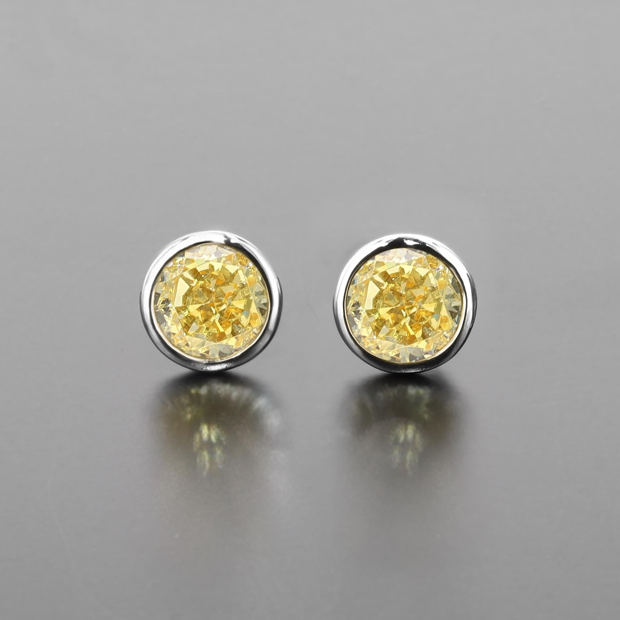 Lab-Grown Simulated Diamond Bezel Set Studs in Sterling Silver